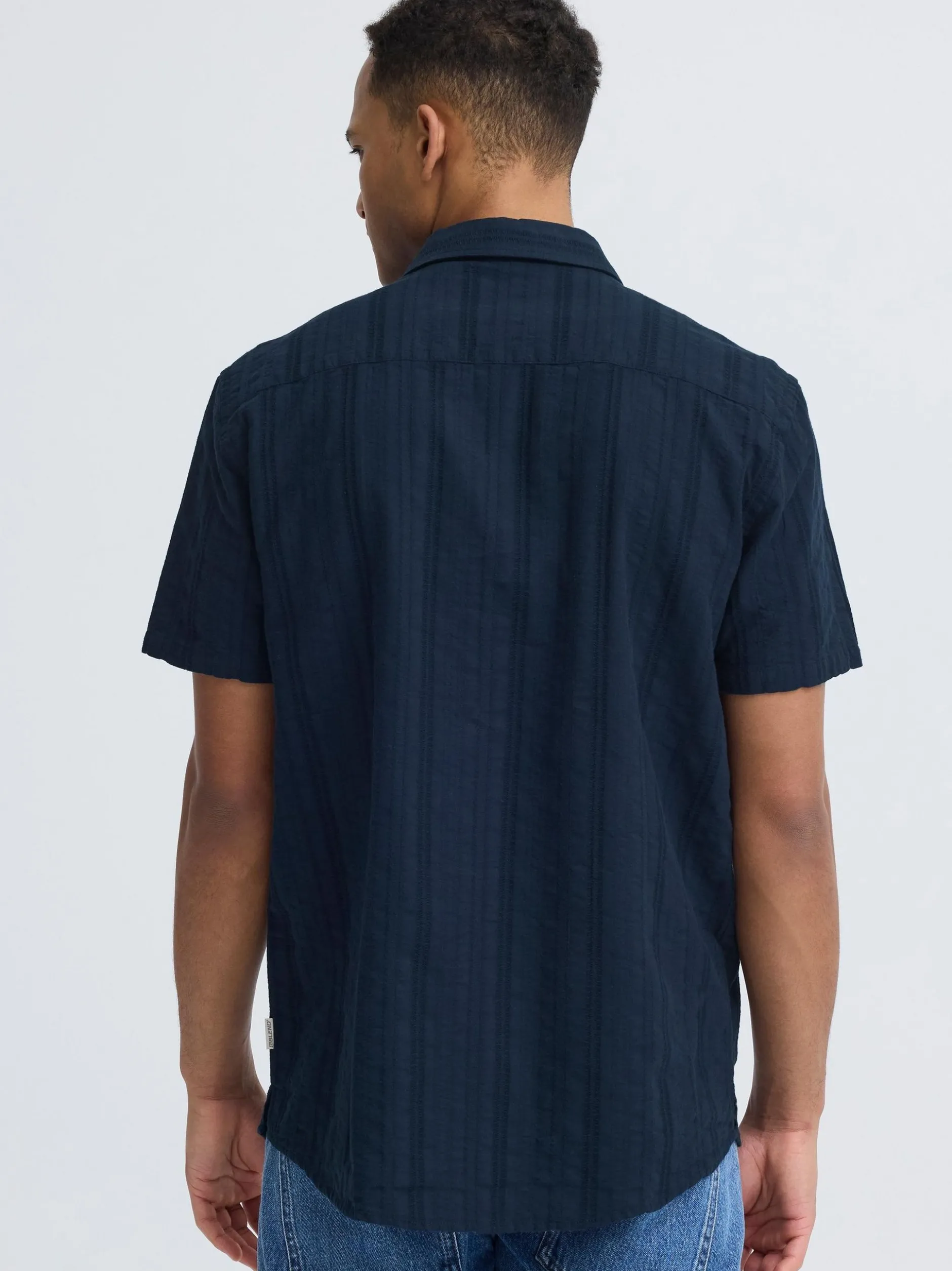 BLEND Herren Kurzarmhemd - BHDarius in blau