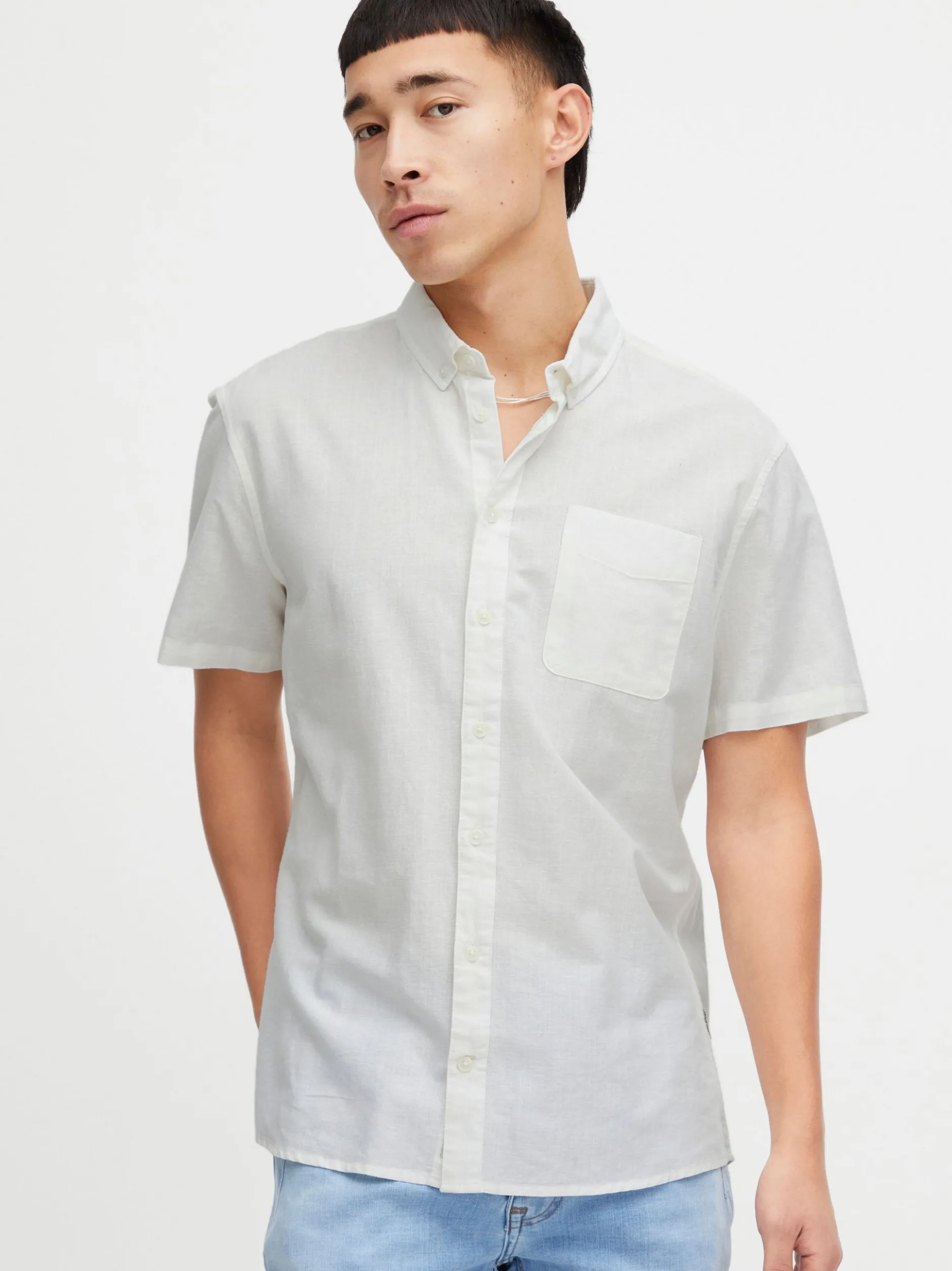 BLEND Herren Kurzarmhemd - BHShirt in weiß