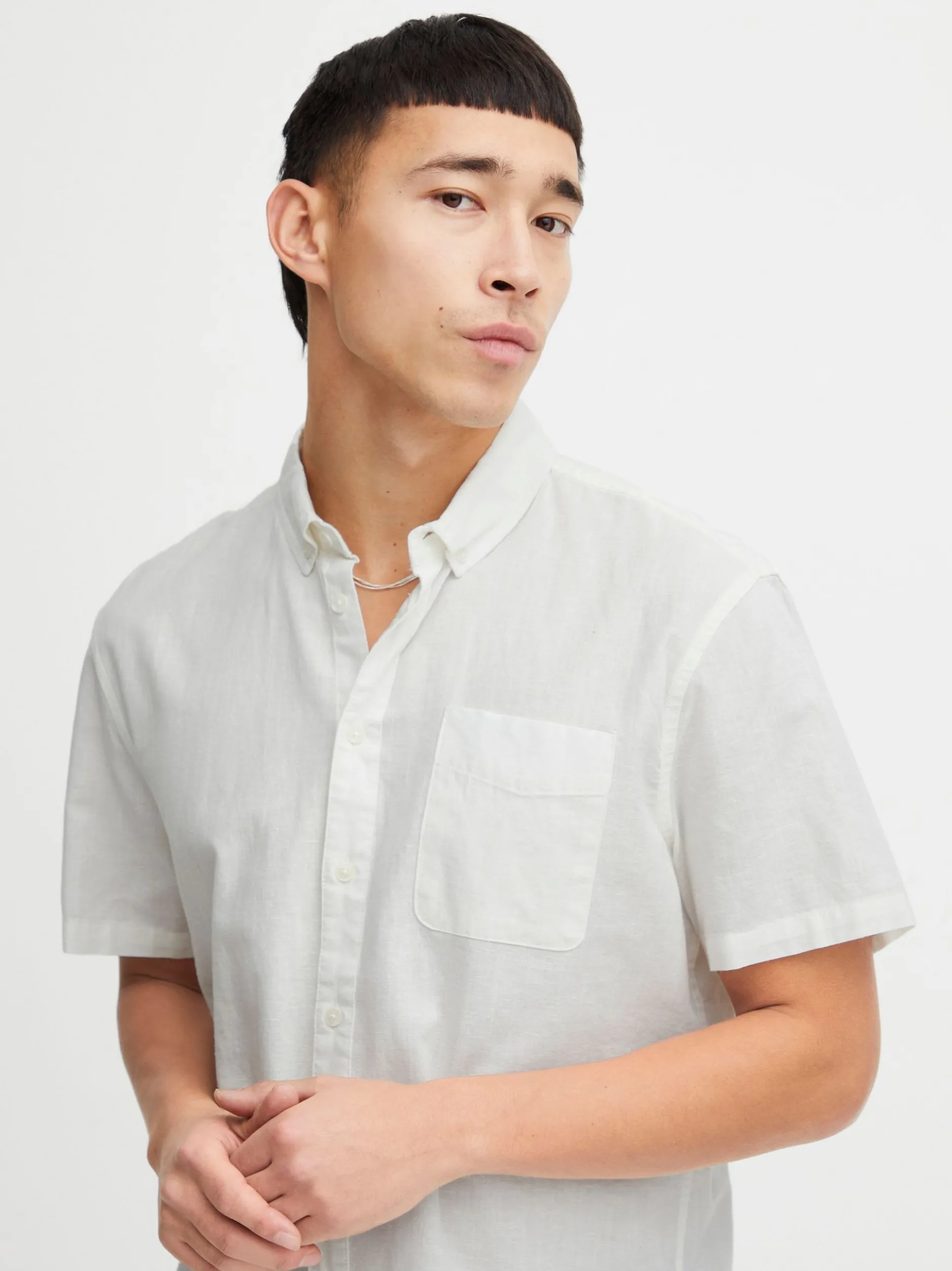 BLEND Herren Kurzarmhemd - BHShirt in weiß
