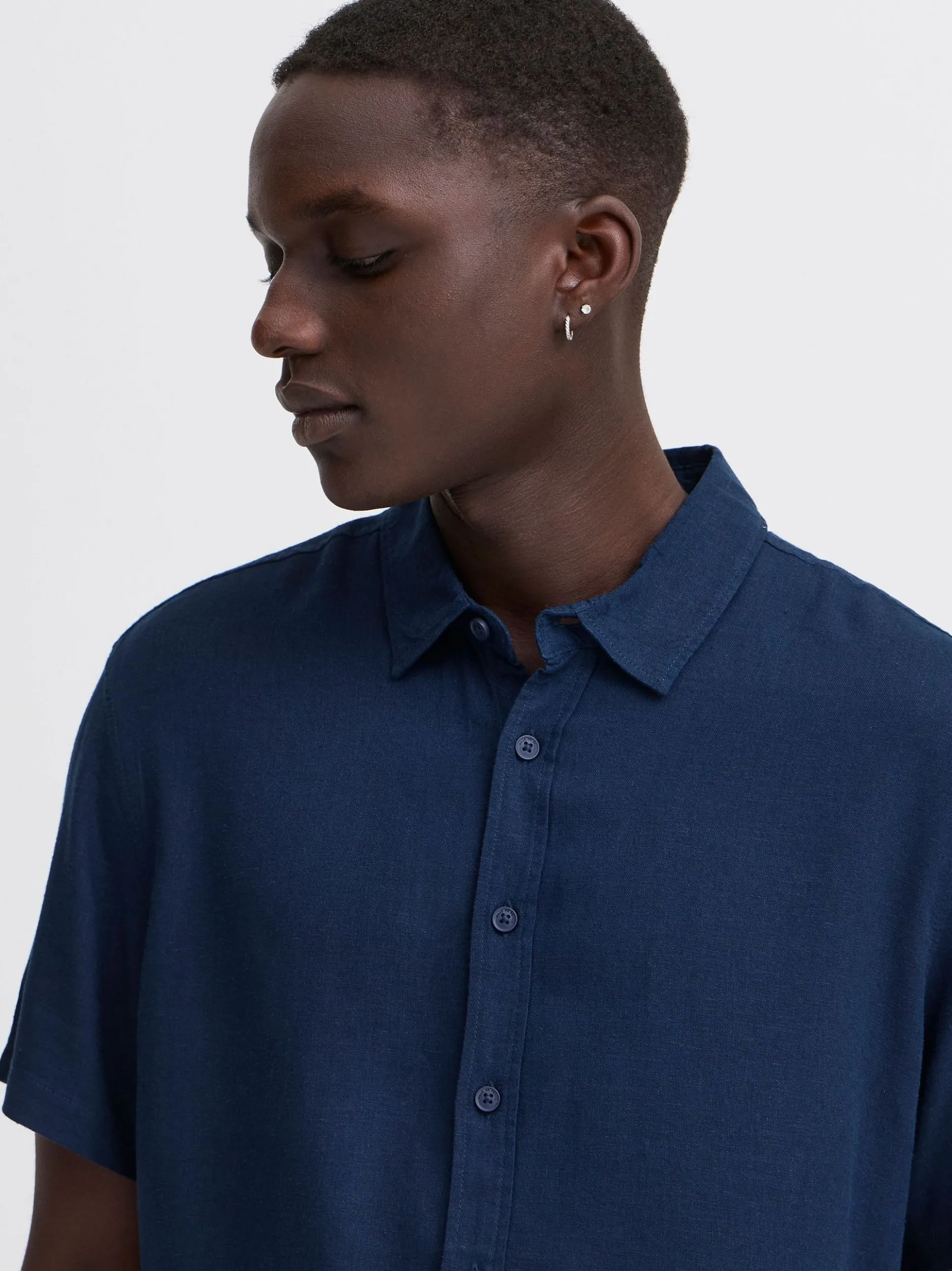 BLEND Herren Kurzarmhemd - BHVIC in blau