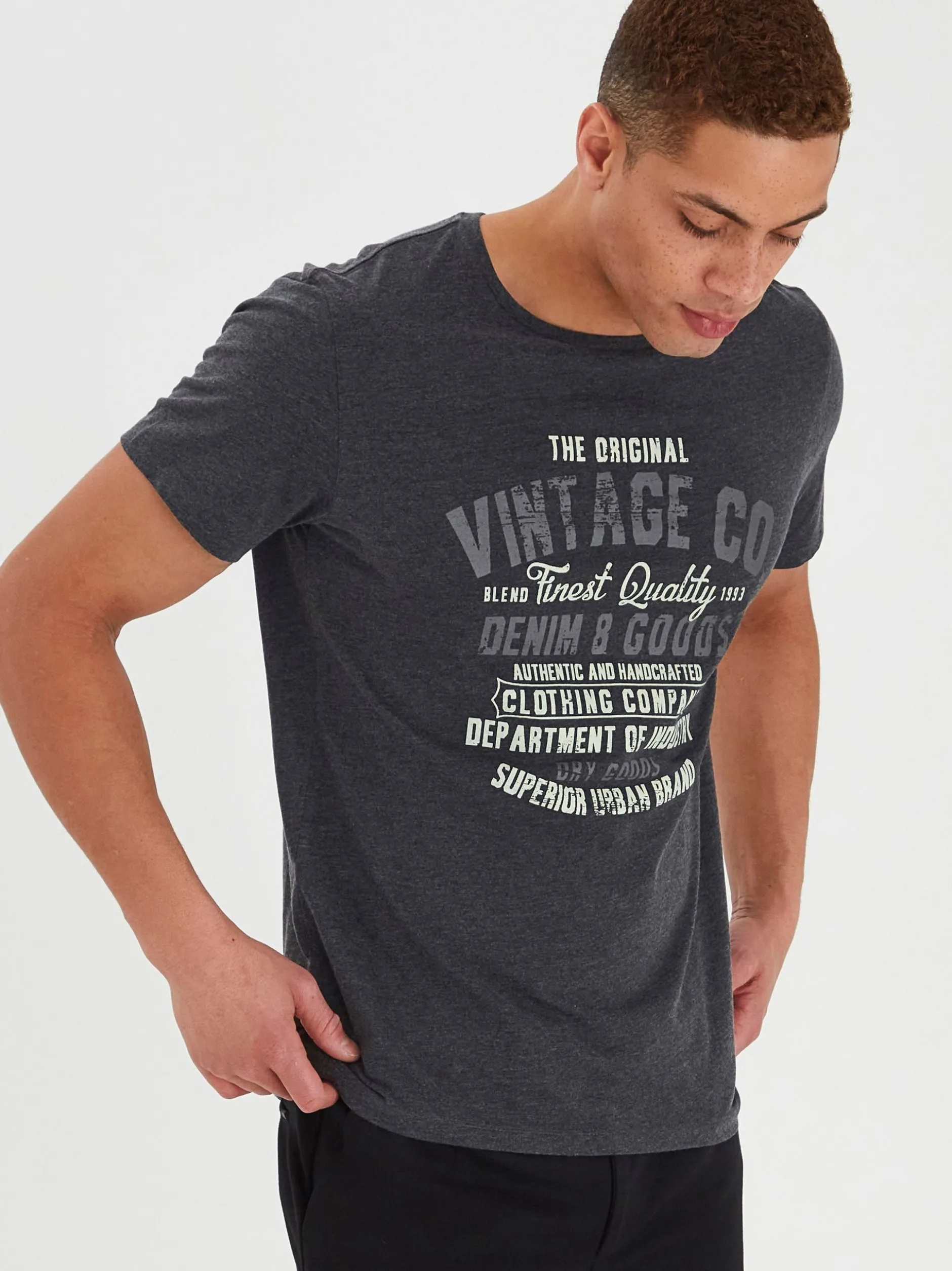 BLEND Herren Kurzarmshirt - BHVadim in anthrazit