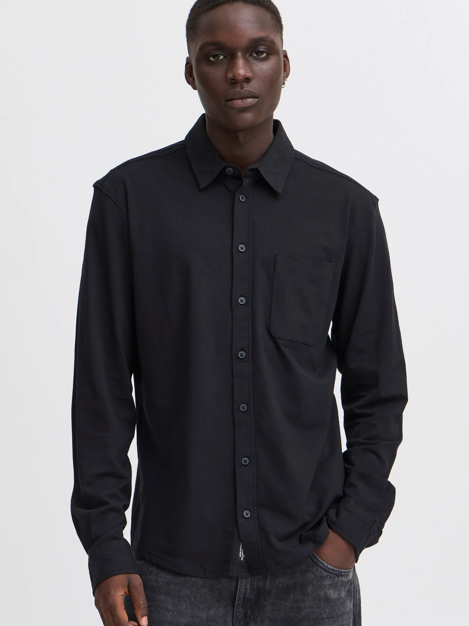 BLEND Herren Langarmhemd - BHAlo in schwarz
