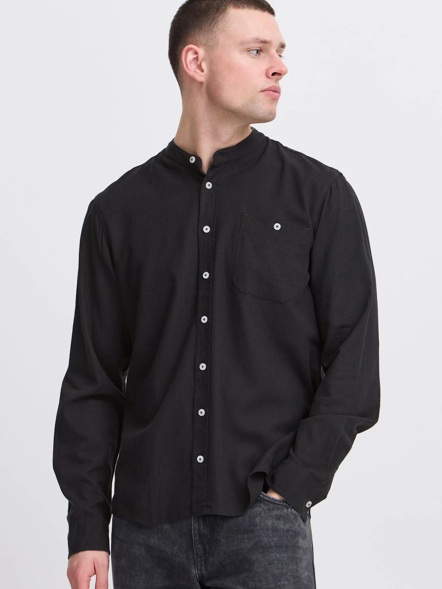 BLEND Herren Langarmhemd - BHBobby in schwarz