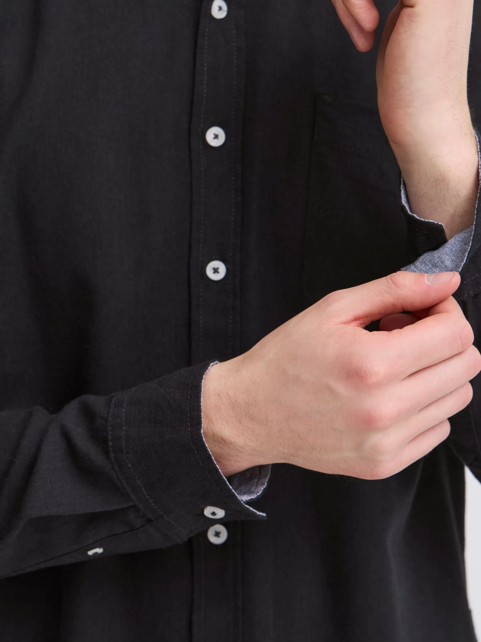 BLEND Herren Langarmhemd - BHBobby in schwarz
