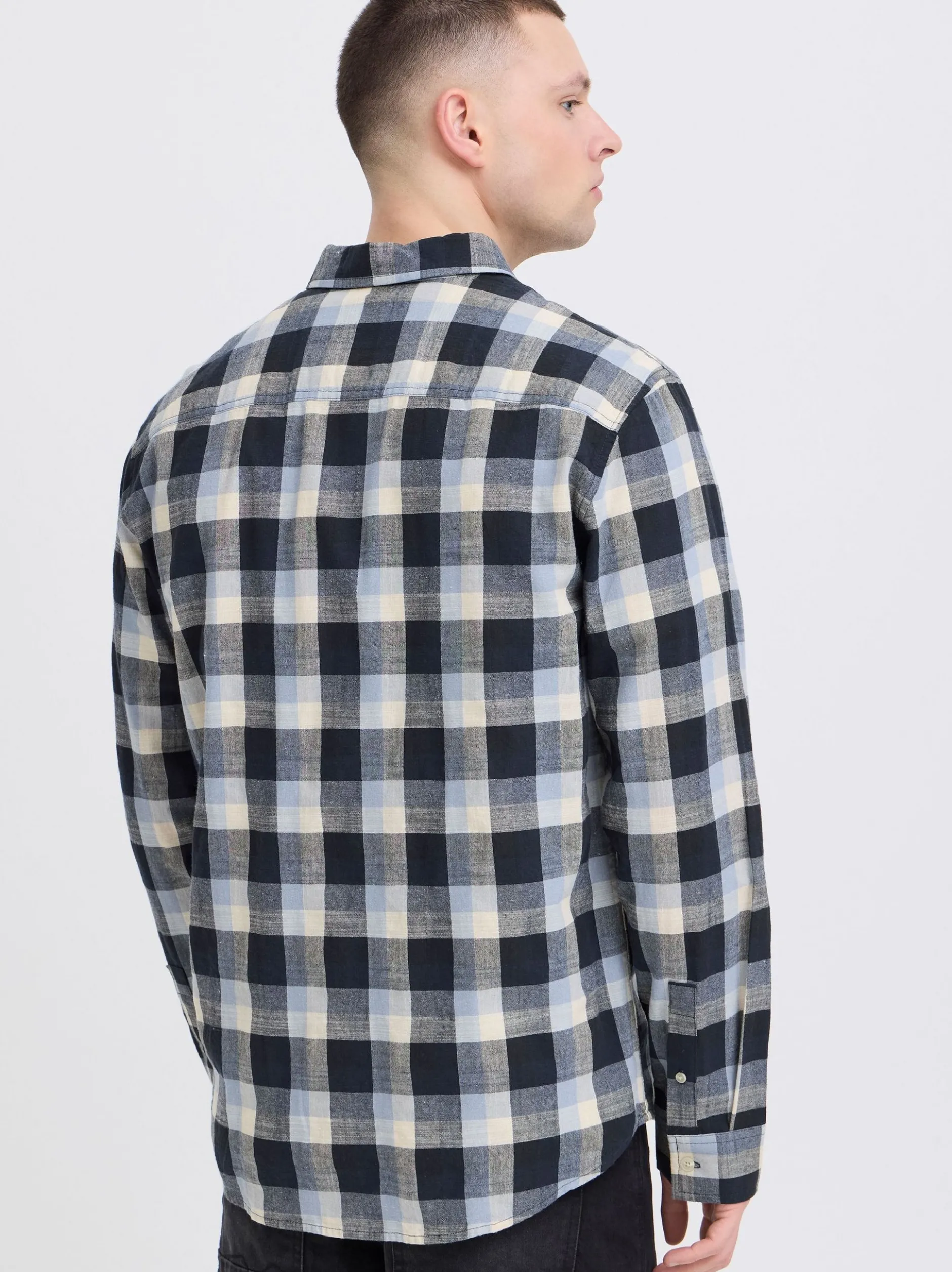 BLEND Herren Langarmhemd - BHDaris in blau