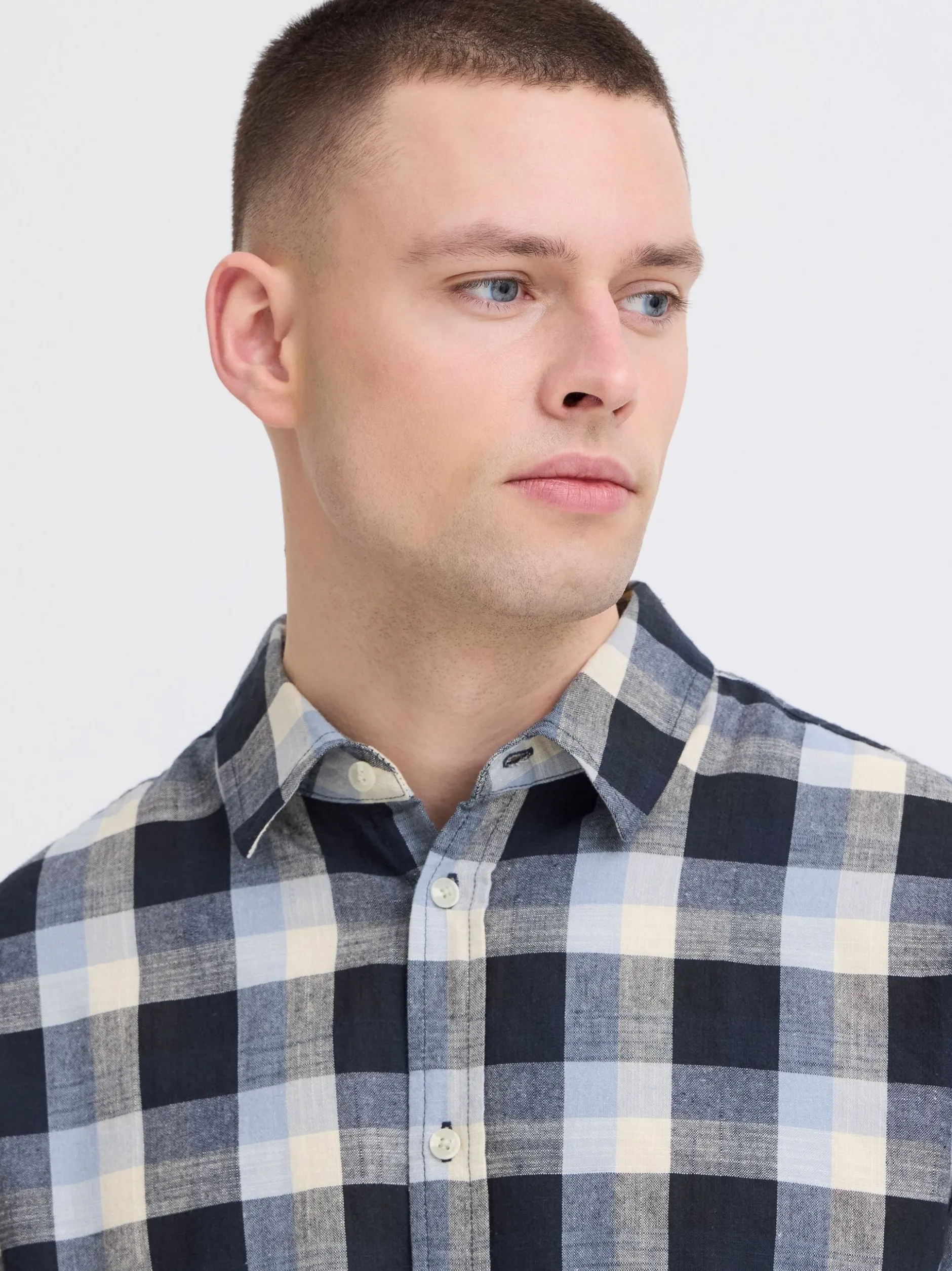 BLEND Herren Langarmhemd - BHDaris in blau