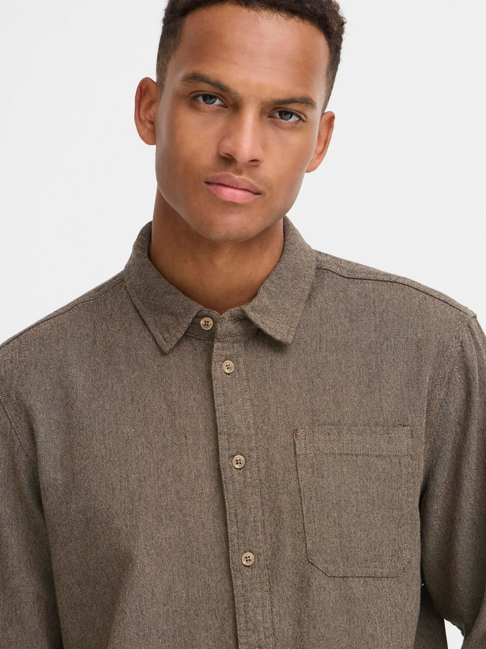 BLEND Herren Langarmhemd - BHDerek in beige