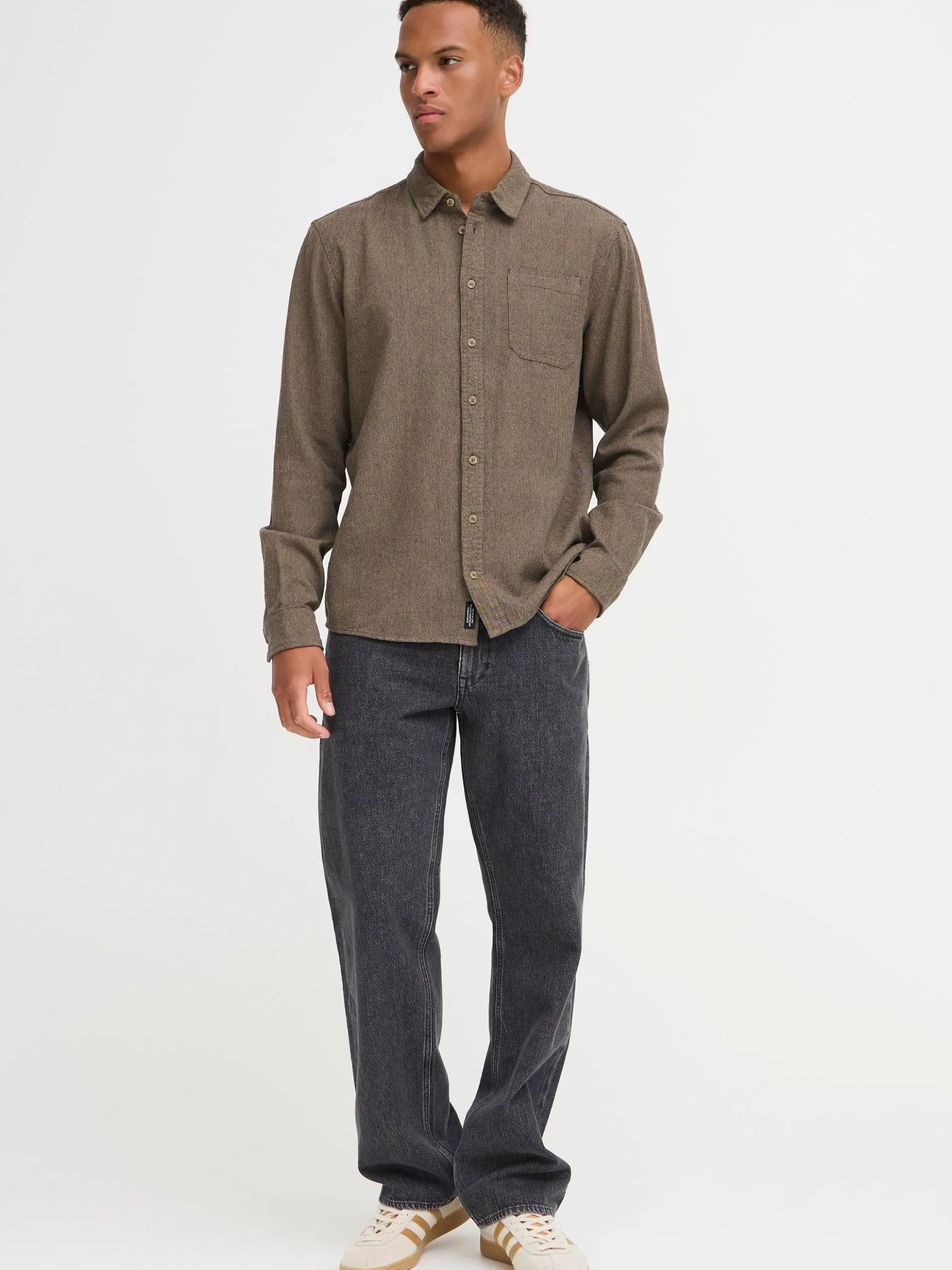 BLEND Herren Langarmhemd - BHDerek in beige