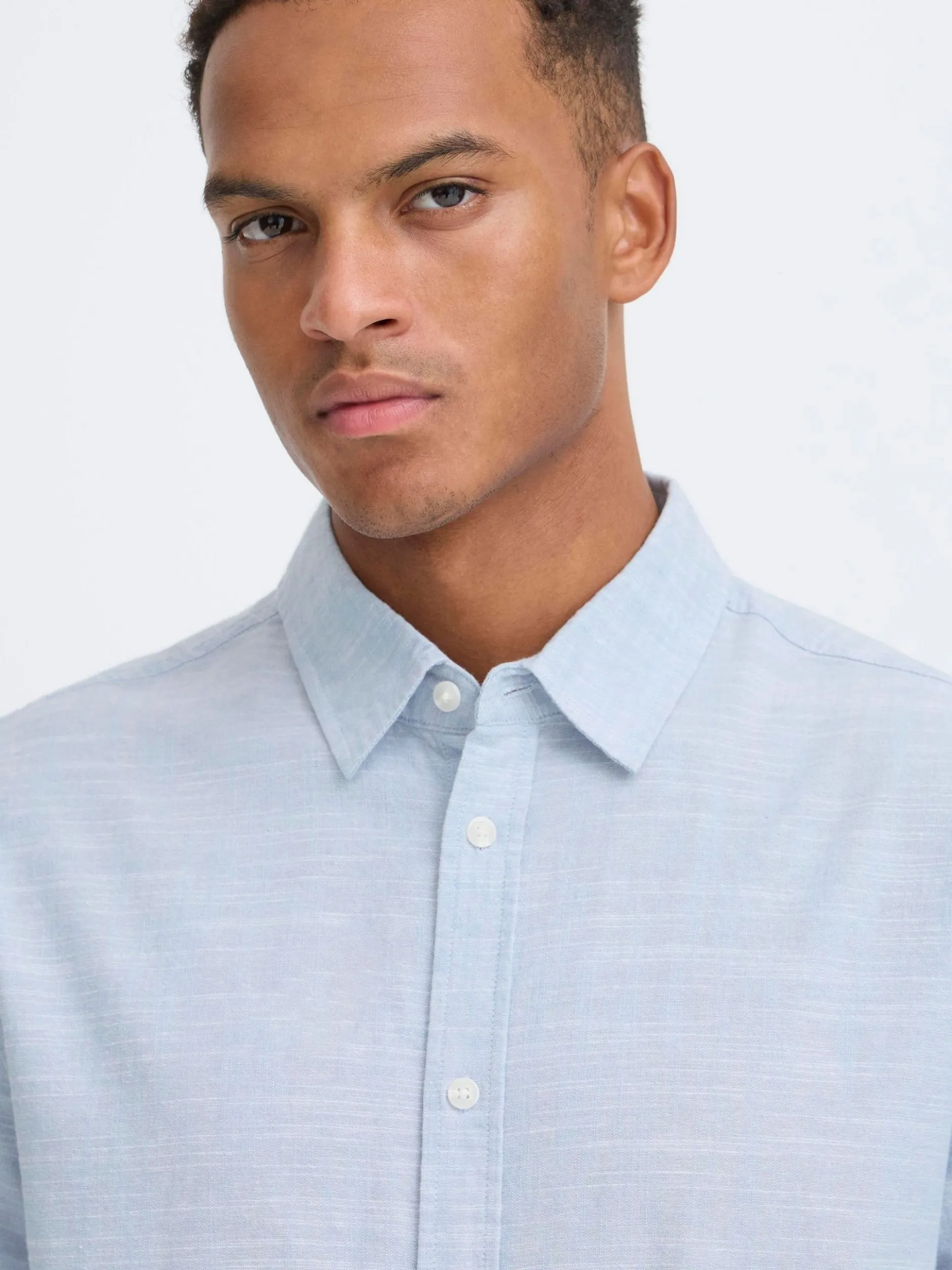 BLEND Herren Langarmhemd - BHDaris in blau