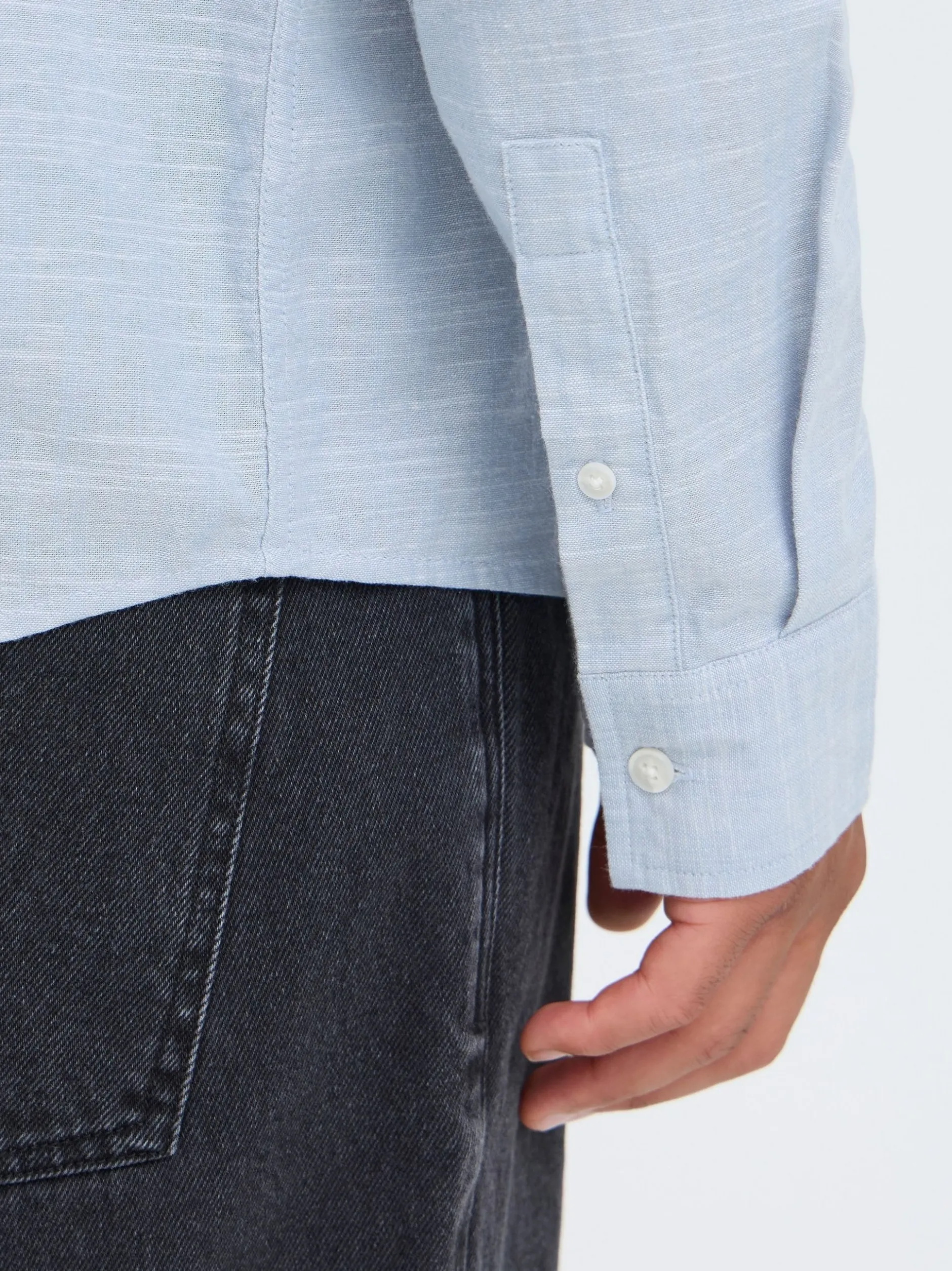 BLEND Herren Langarmhemd - BHDaris in blau