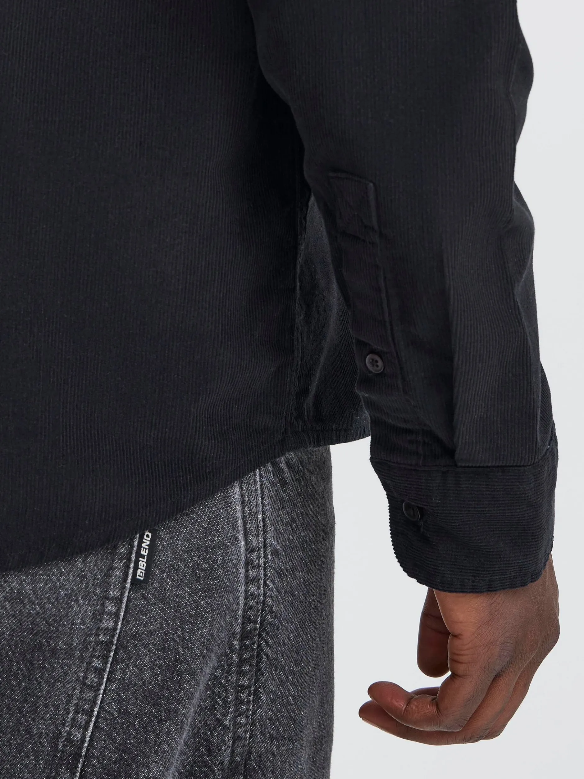 BLEND Herren Langarmhemd - BHDemir in schwarz