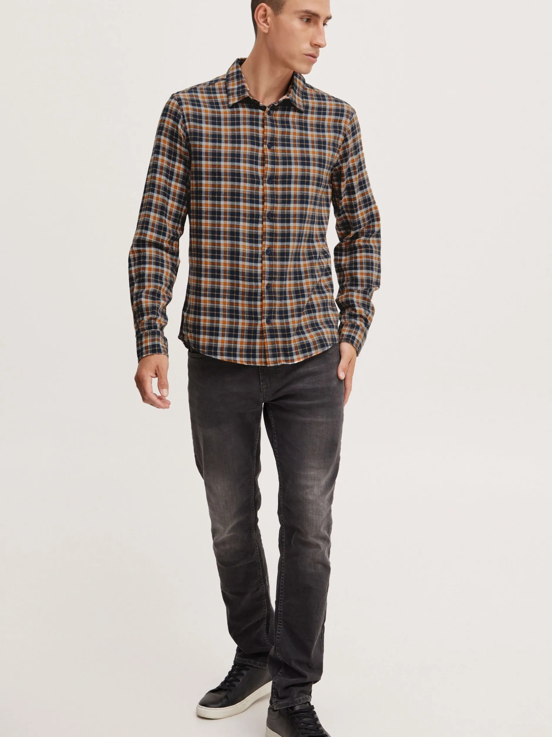 BLEND Herren Langarmhemd - BHHemd in blau