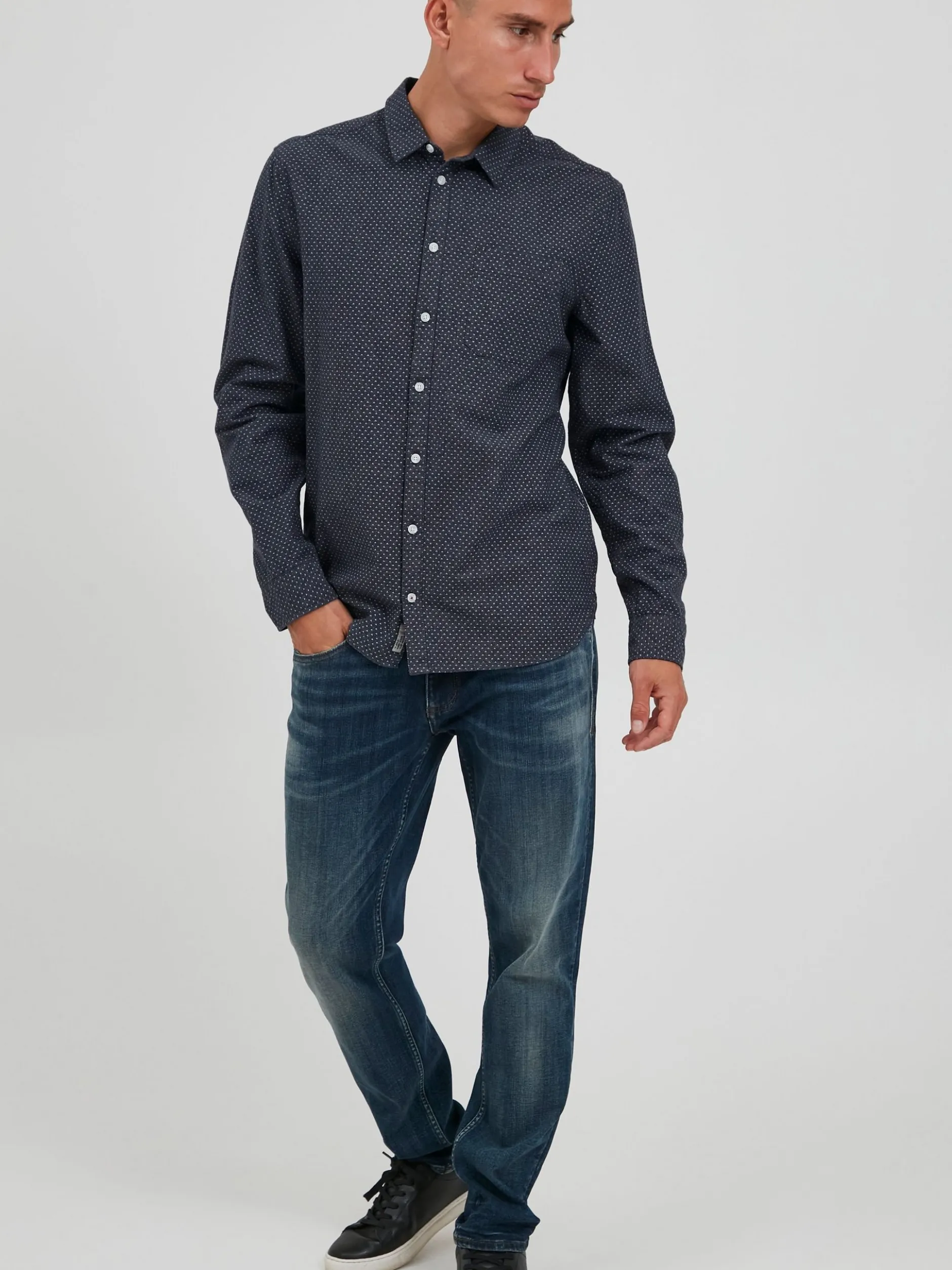BLEND Herren Langarmhemd - BHShirt in blau