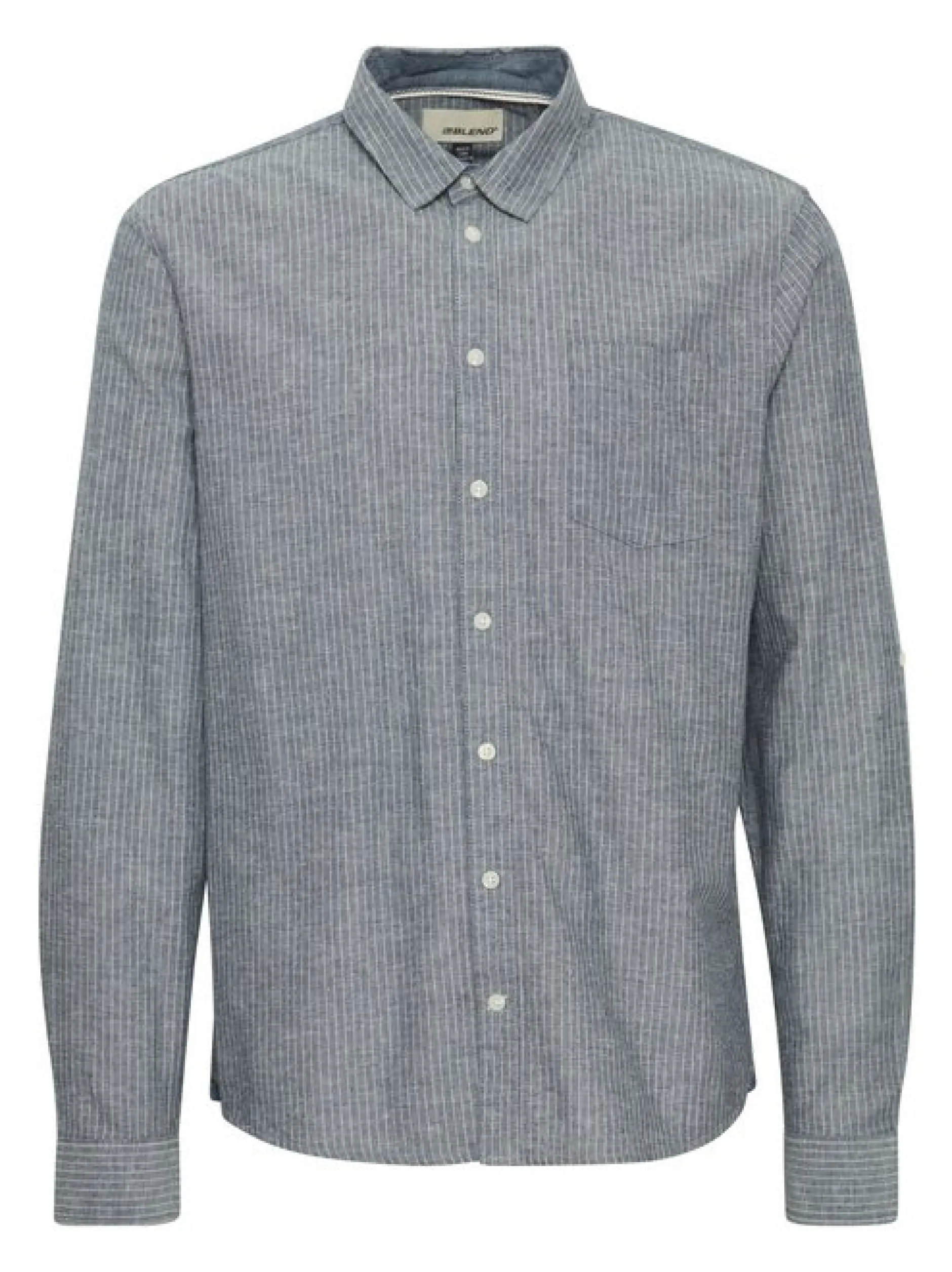 BLEND Herren Langarmhemd - BHSHIRT in blau