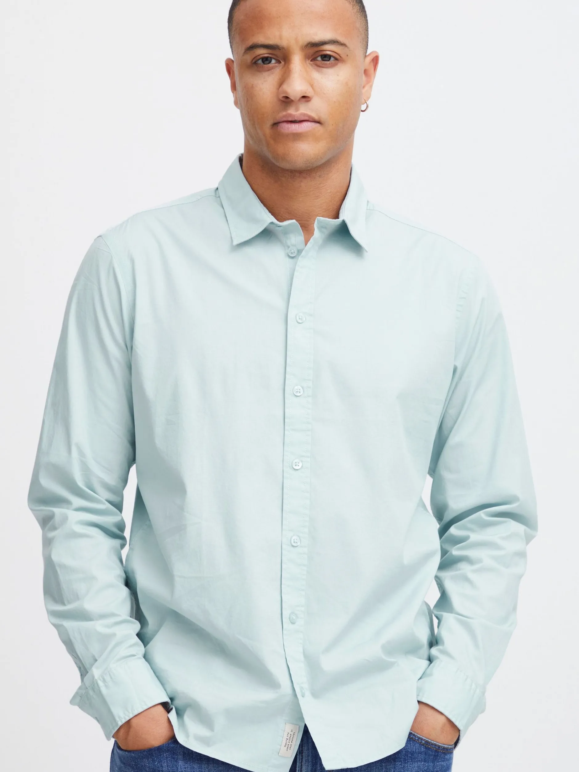 BLEND Herren Langarmhemd in blau