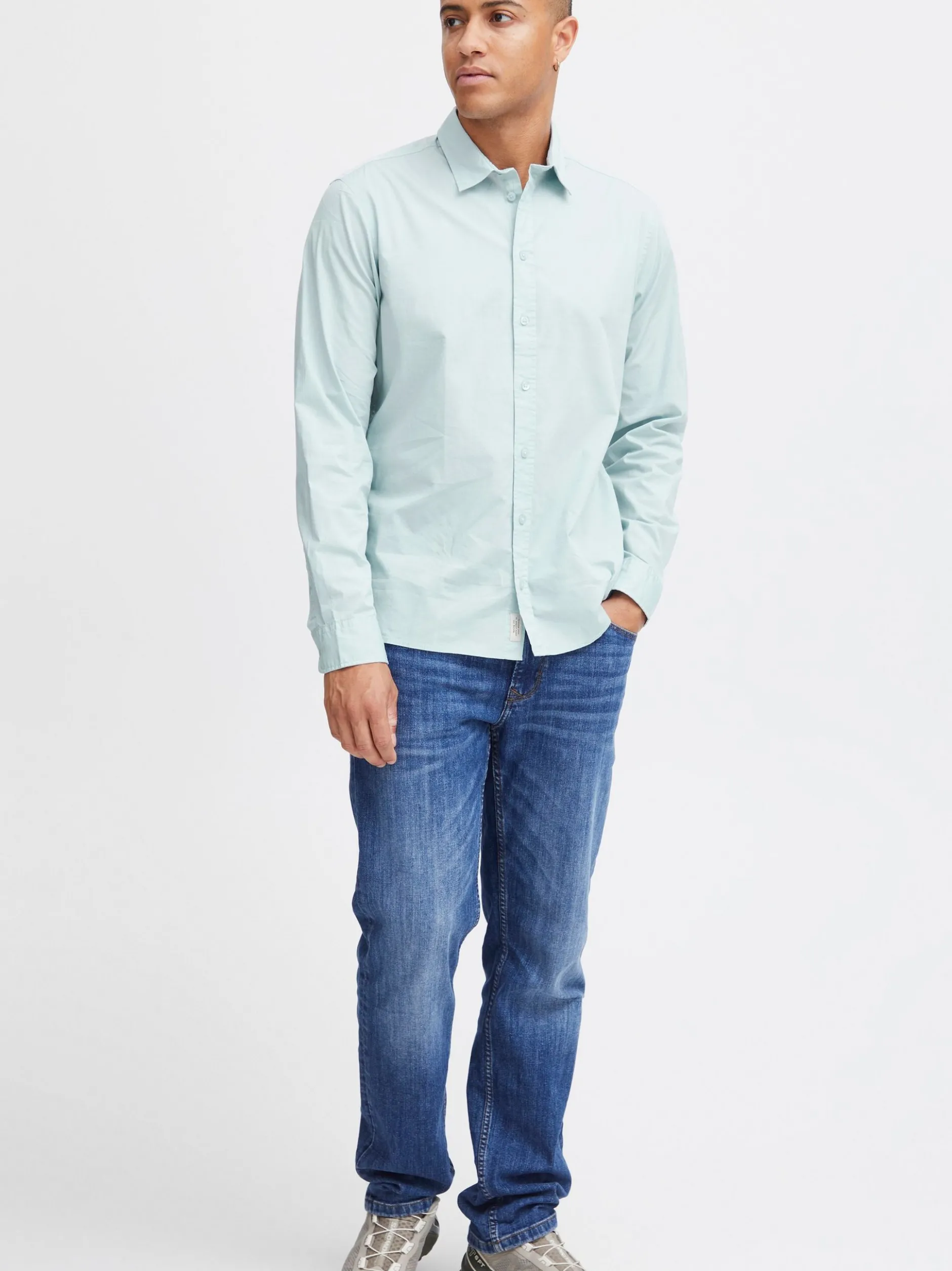 BLEND Herren Langarmhemd in blau