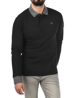 BLEND Herren Langarm-Poloshirt - BHRalle in schwarz