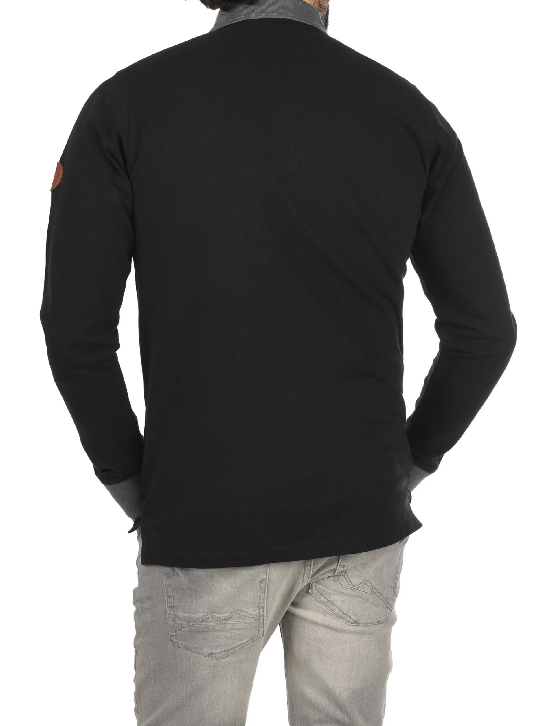 BLEND Herren Langarm-Poloshirt - BHRalle in schwarz