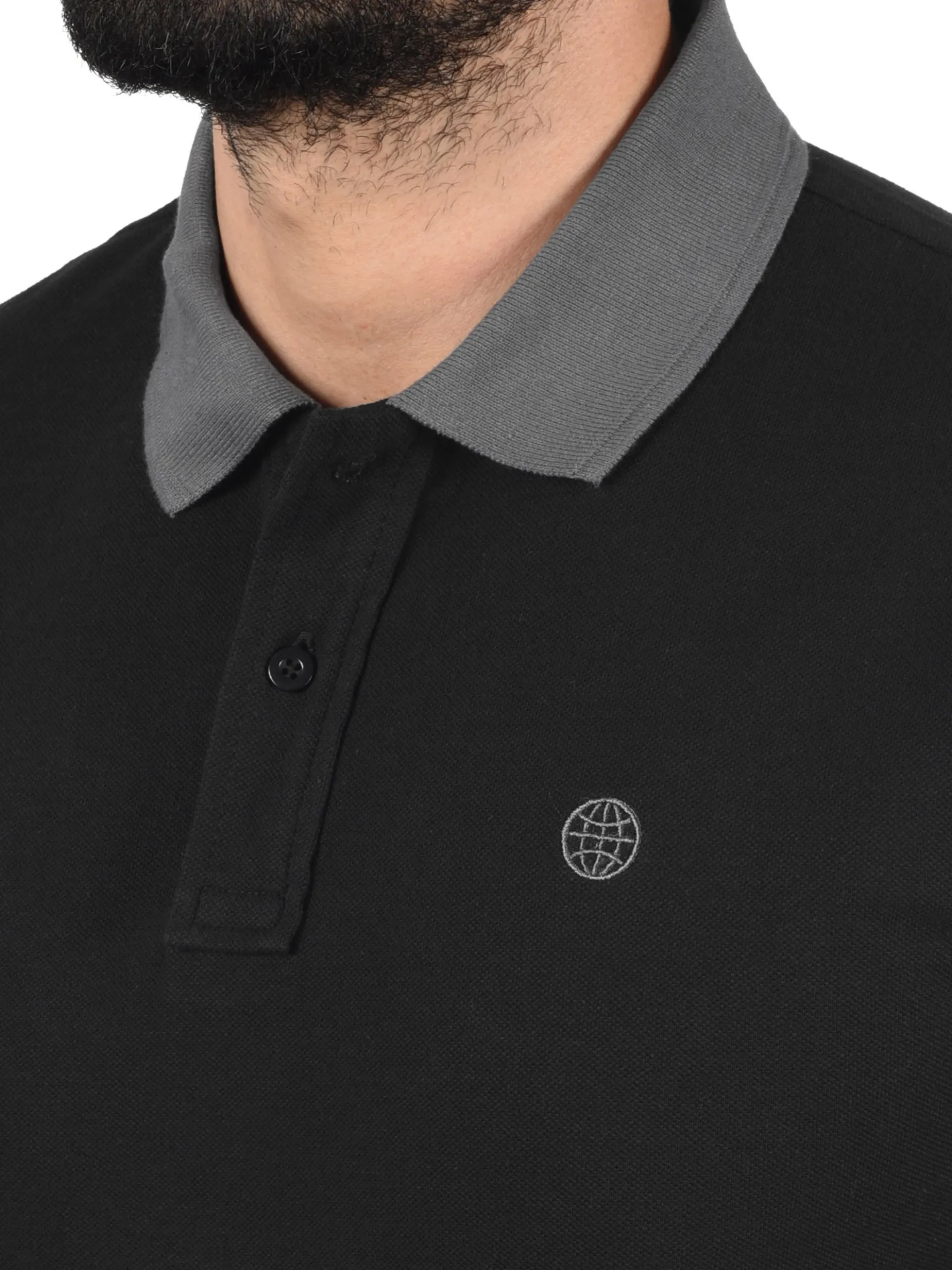 BLEND Herren Langarm-Poloshirt - BHRalle in schwarz
