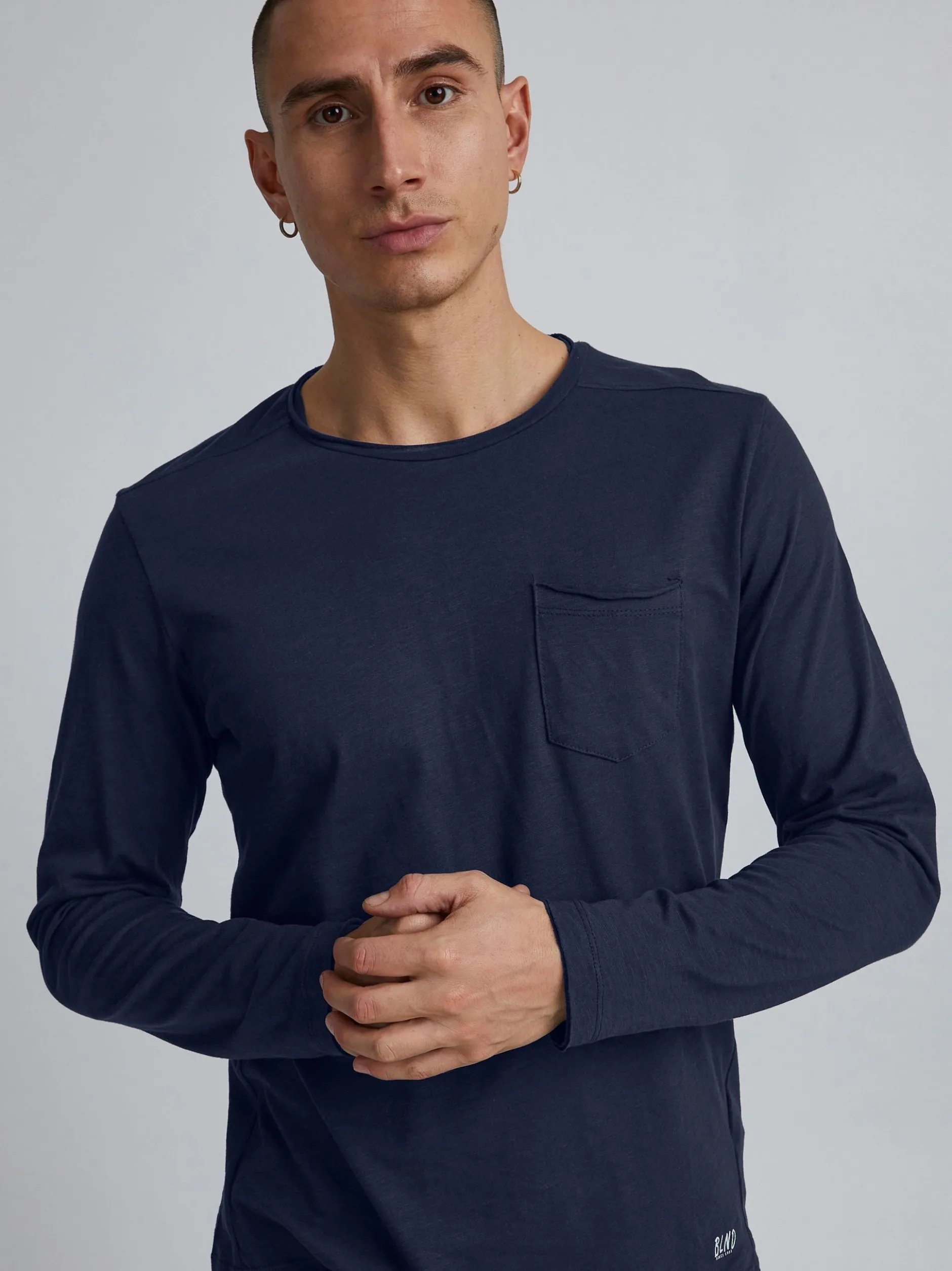 BLEND Herren Langarmshirt - BHBhnicolai in marine