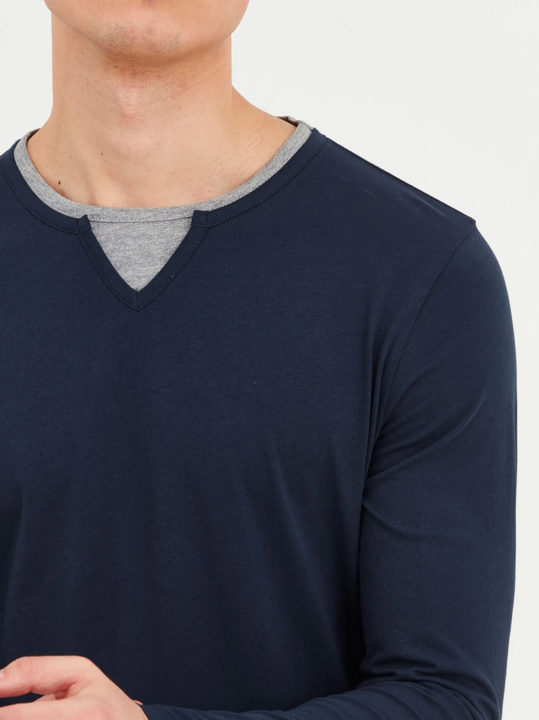 BLEND Herren Langarmshirt - BHLeonas in marine