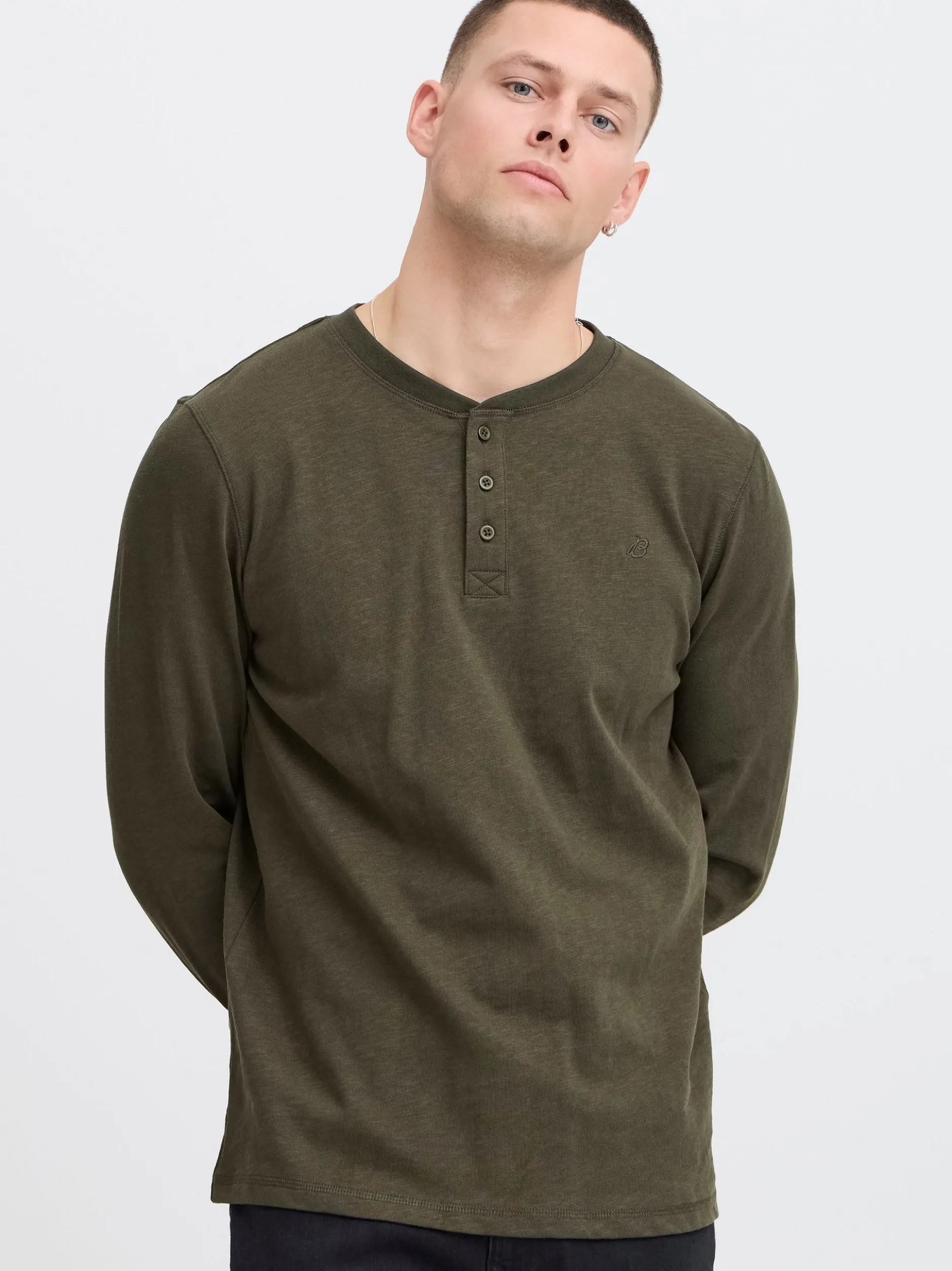 BLEND Herren Langarmshirt in grün