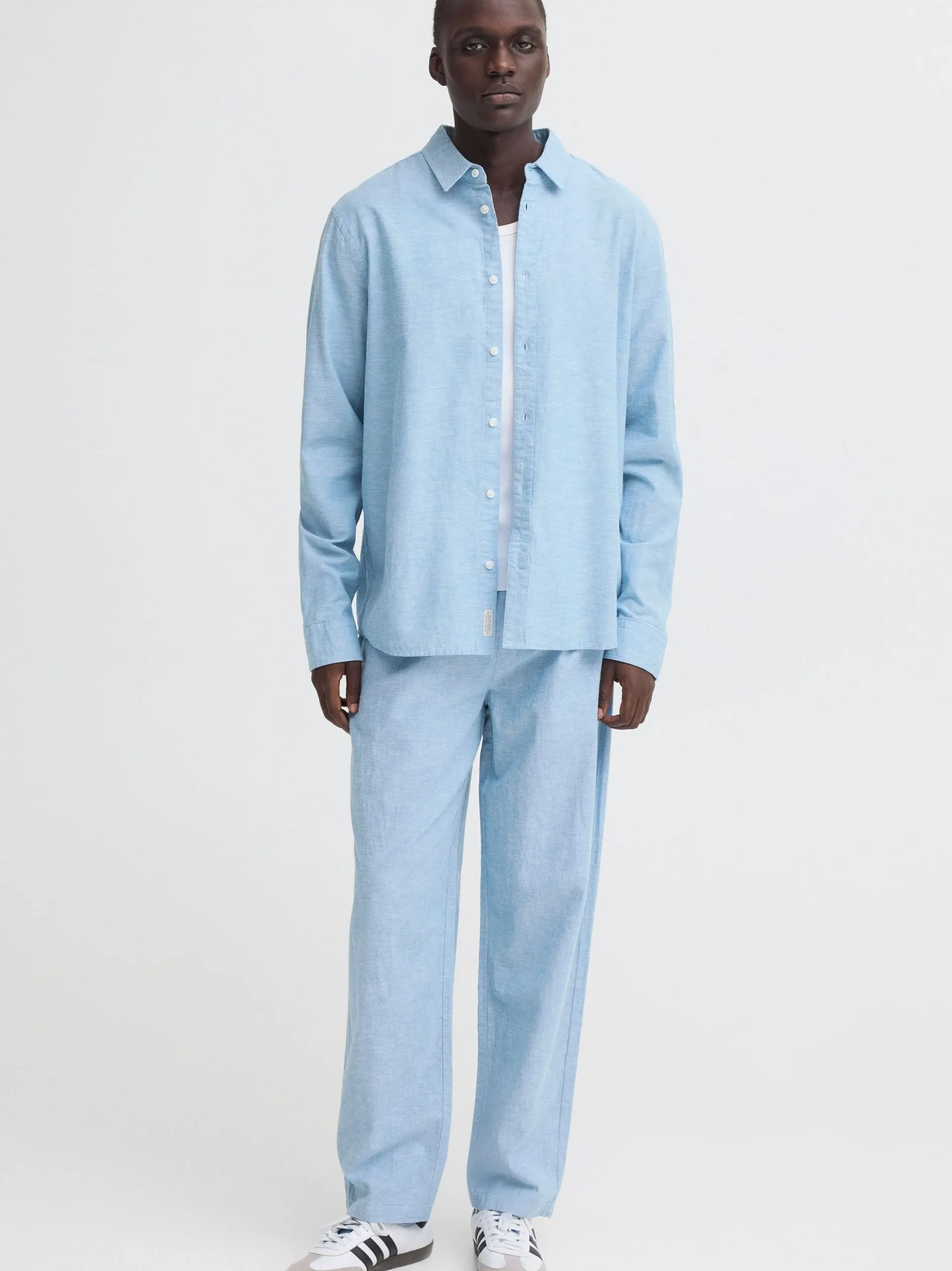 BLEND Herren Leinenhemd - BHAban in blau