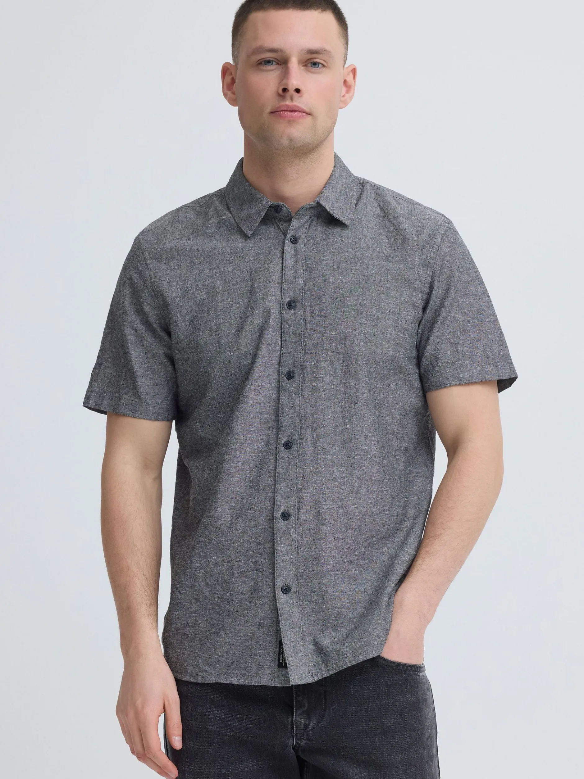 BLEND Herren Leinenhemd - BHAban in schwarz