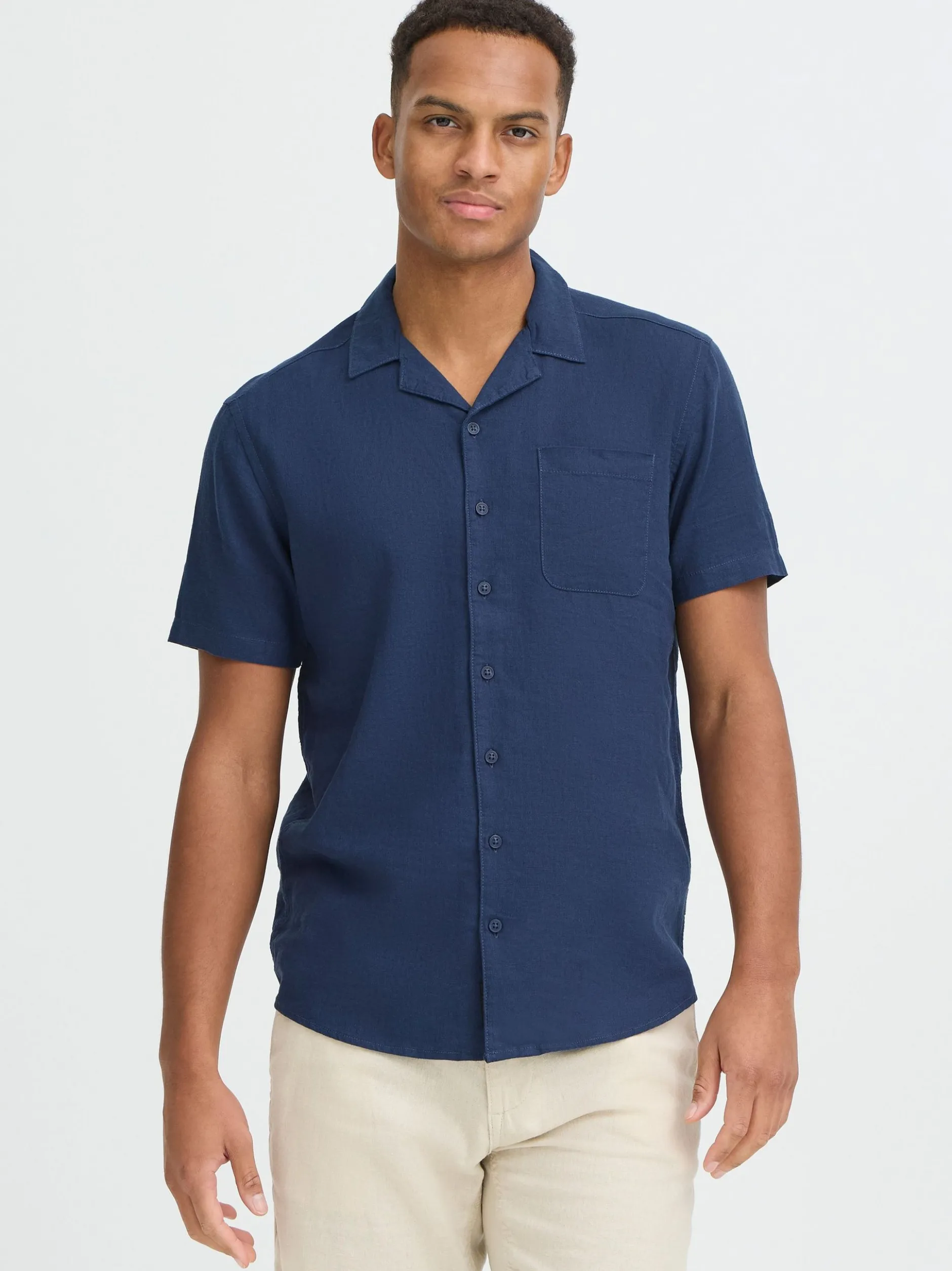 BLEND Herren Leinenhemd - BHLinas in blau