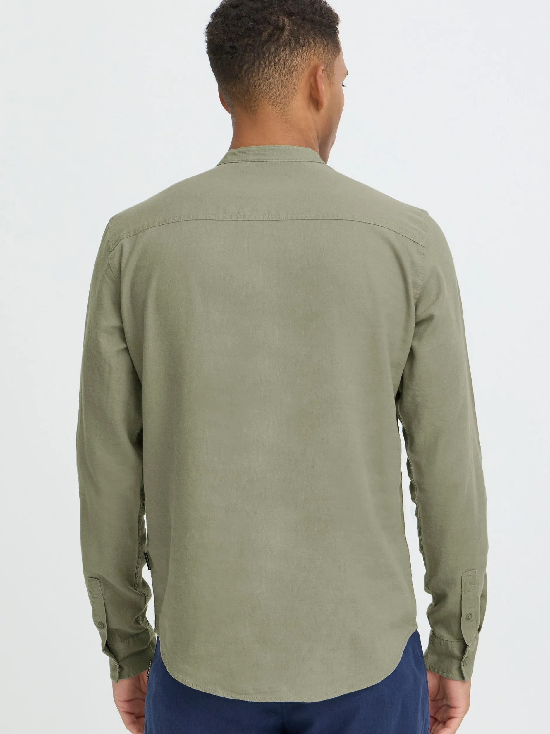 BLEND Herren Leinenhemd - BHLines in oliv