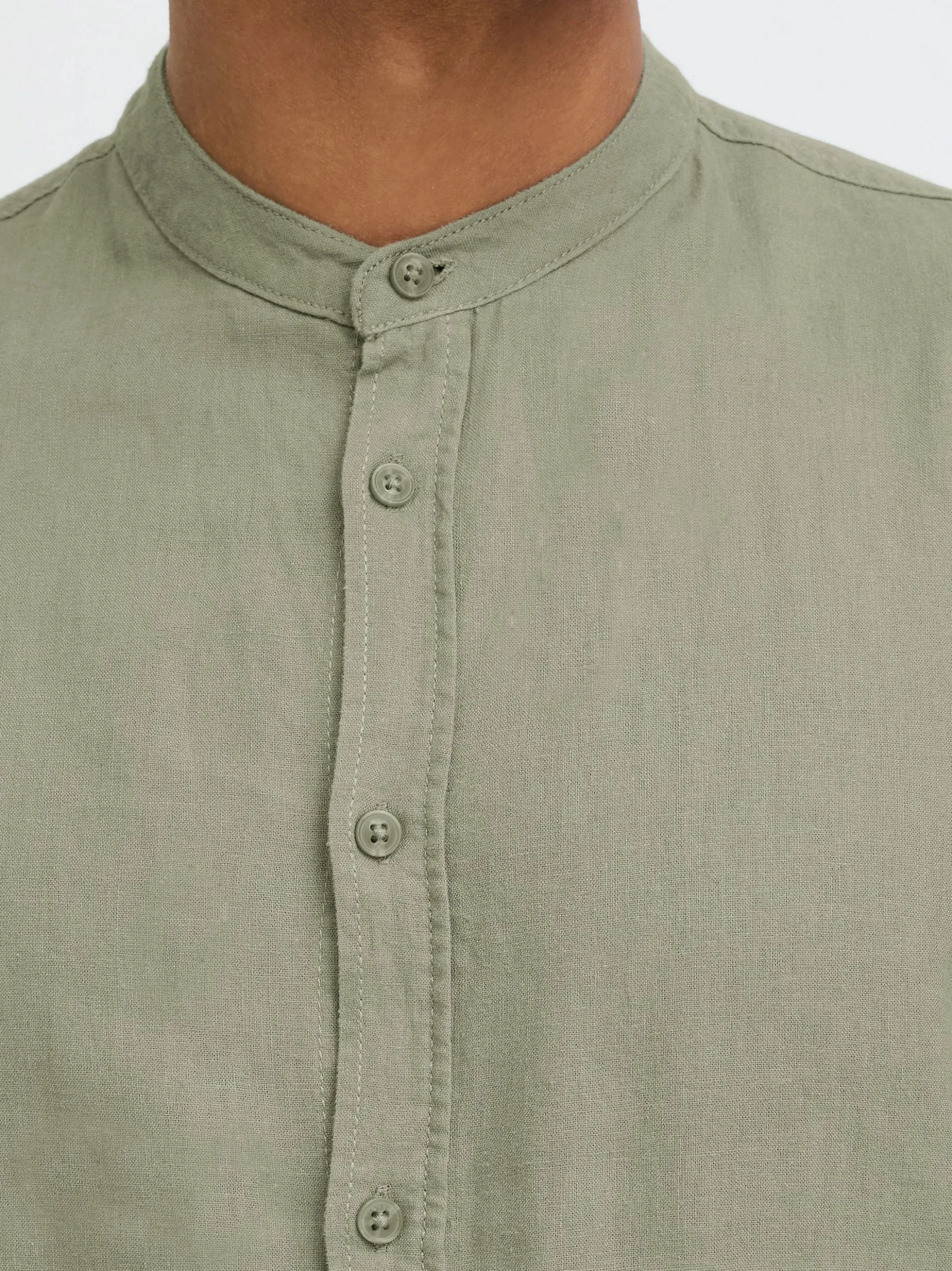 BLEND Herren Leinenhemd - BHLines in oliv