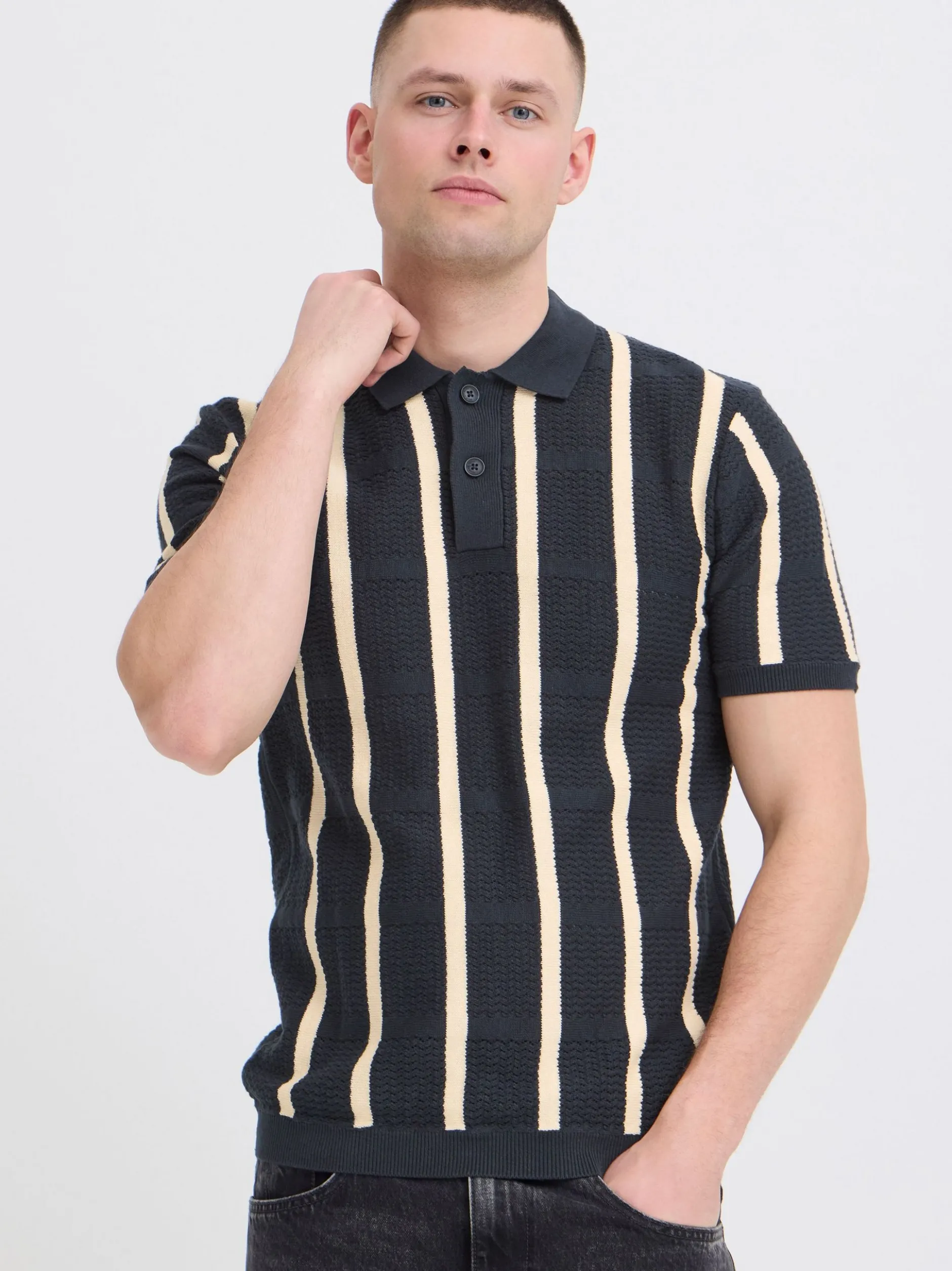 BLEND Herren Poloshirt - BHDarin Striped in blau