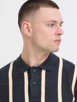 BLEND Herren Poloshirt - BHDarin Striped in blau