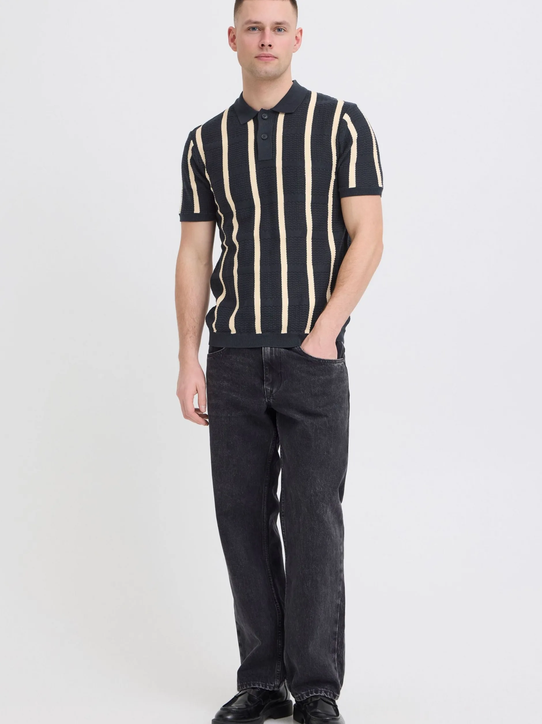 BLEND Herren Poloshirt - BHDarin Striped in blau