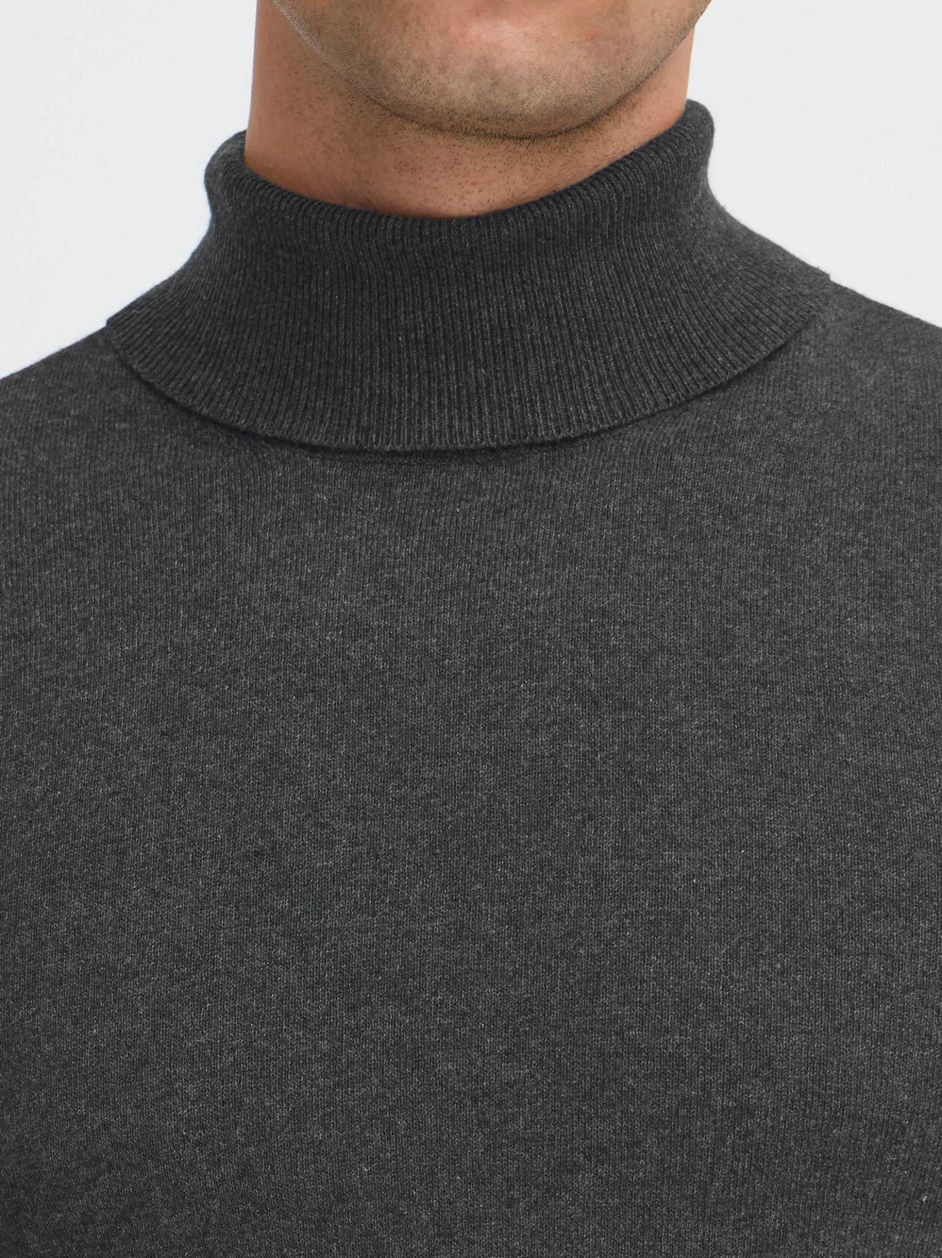BLEND Herren Rollkragenpullover - BHFibes in anthrazit