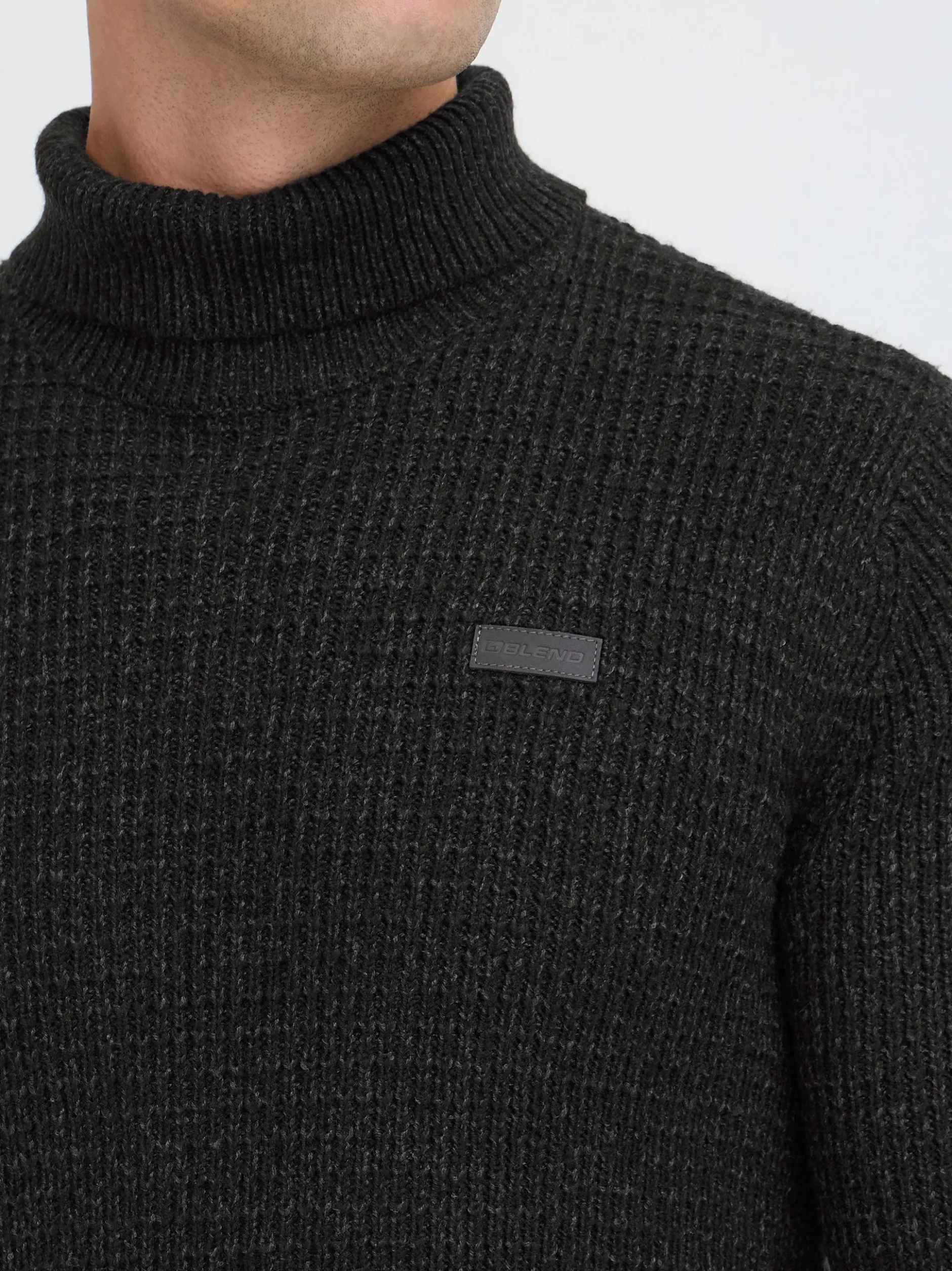 BLEND Herren Rollkragenpullover - BHPatta in anthrazit