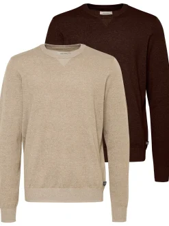 BLEND Herren Rundhalspullover - BHPullover 2er-Pack in beige