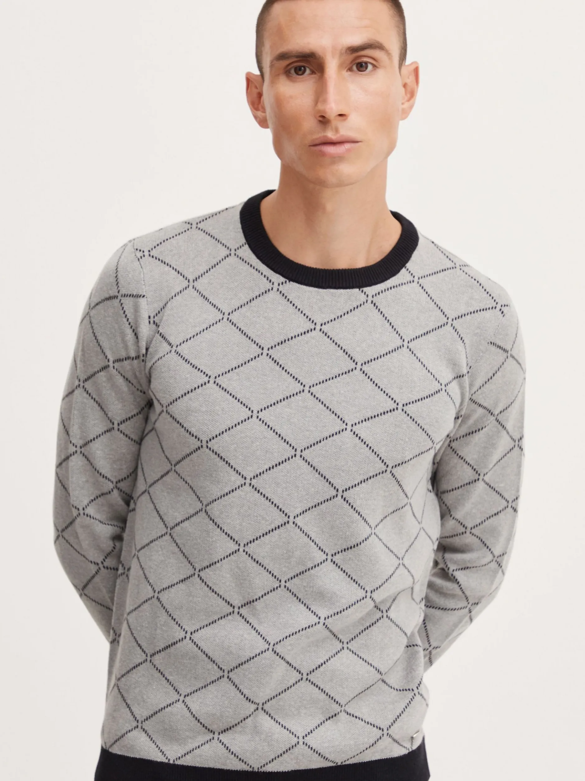 BLEND Herren Rundhalspullover - BHNison in grau