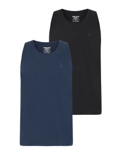 BLEND Herren Rundhalsshirt - BHEbil 2er-Pack in blau schwarz