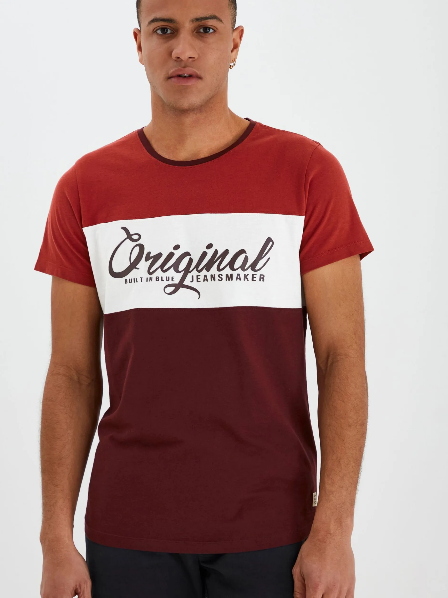 BLEND Herren Rundhalsshirt - BHNero in rot