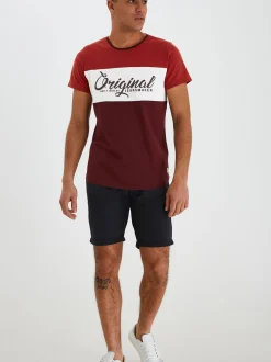 BLEND Herren Rundhalsshirt - BHNero in rot