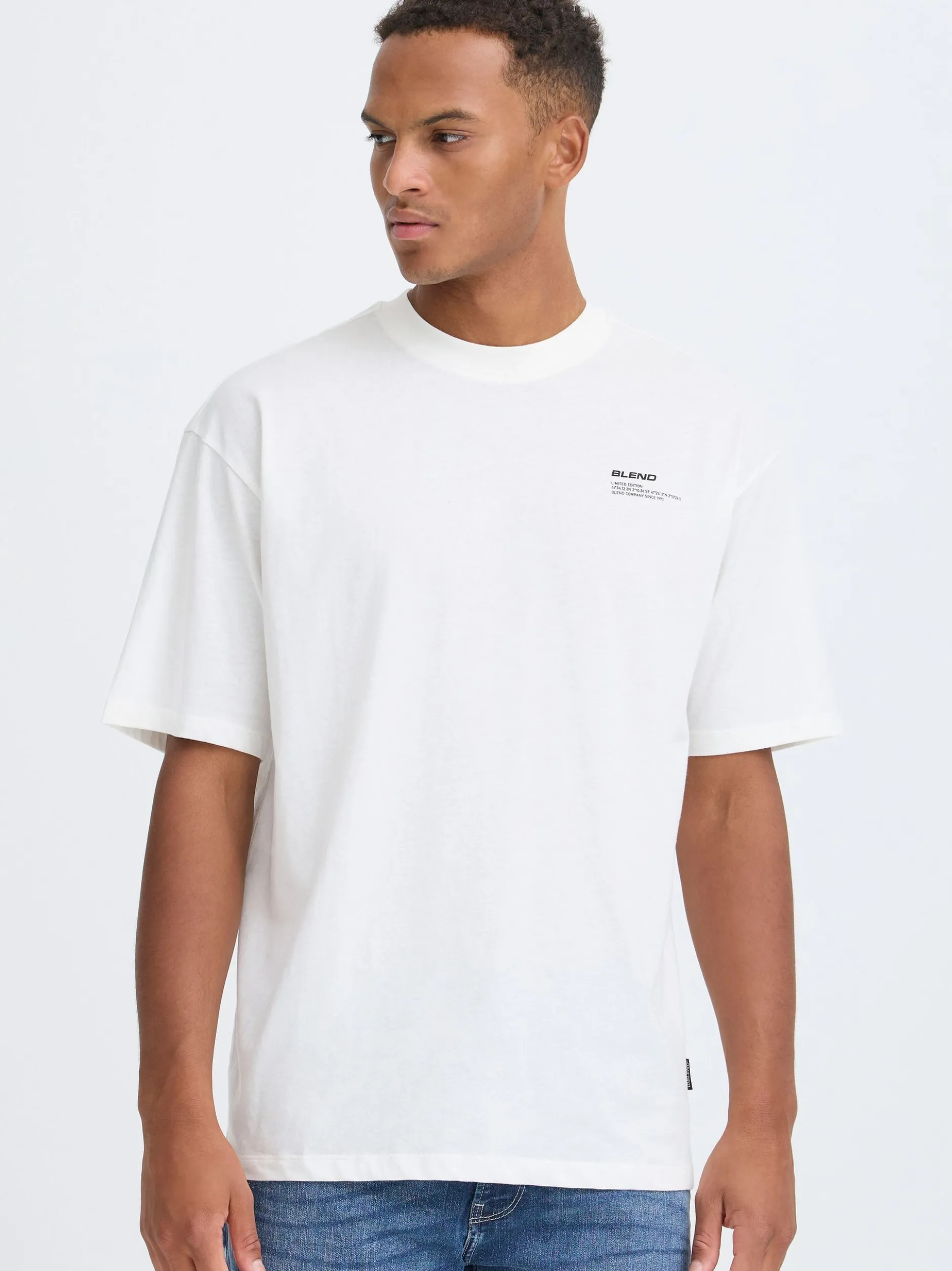 BLEND Herren Rundhalsshirt - BHFloa in weiß