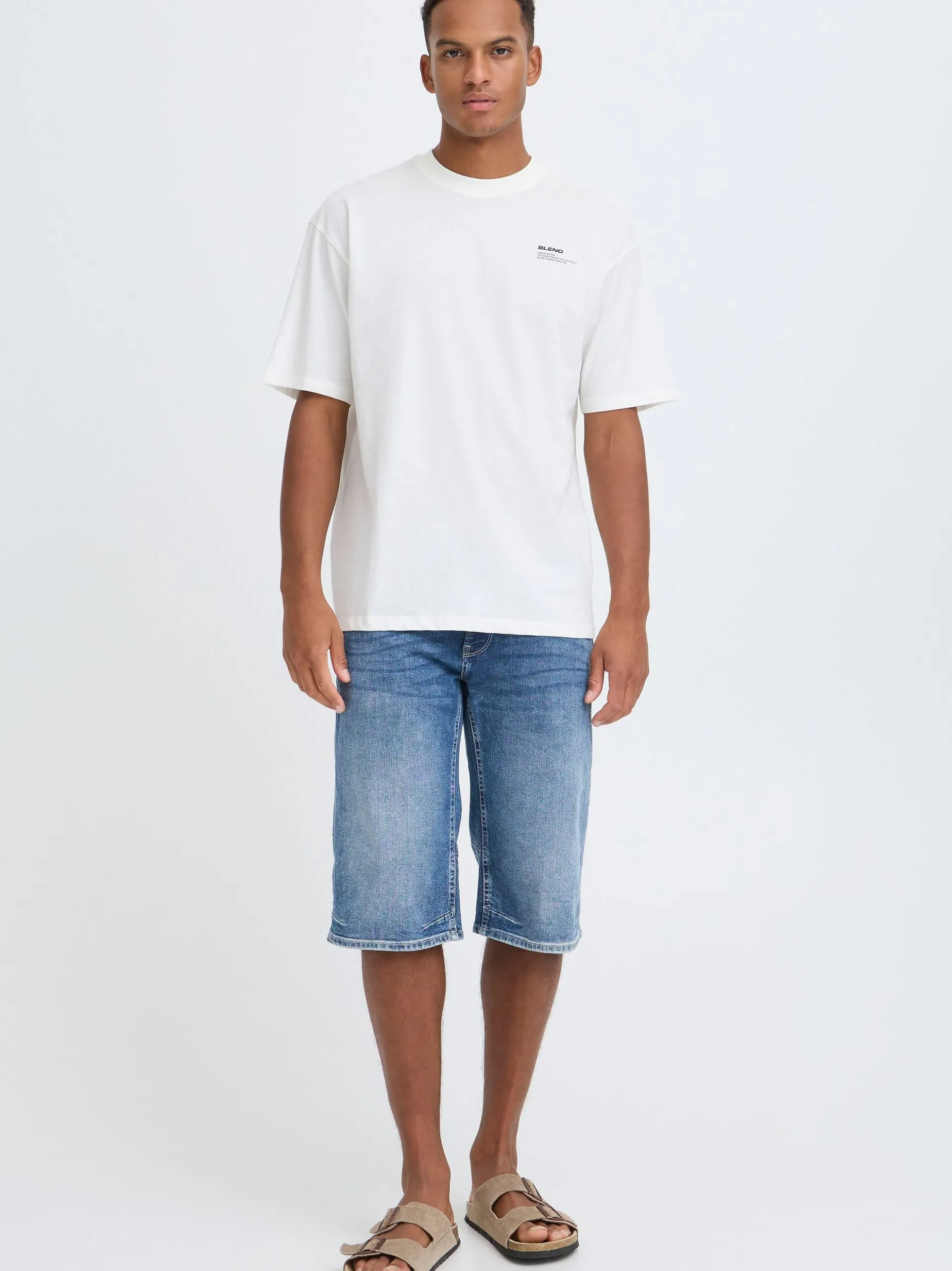 BLEND Herren Rundhalsshirt - BHFloa in weiß