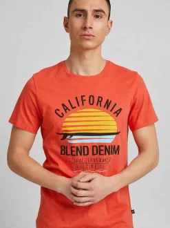 BLEND Herren Rundhalsshirt - BHCalifo in orange