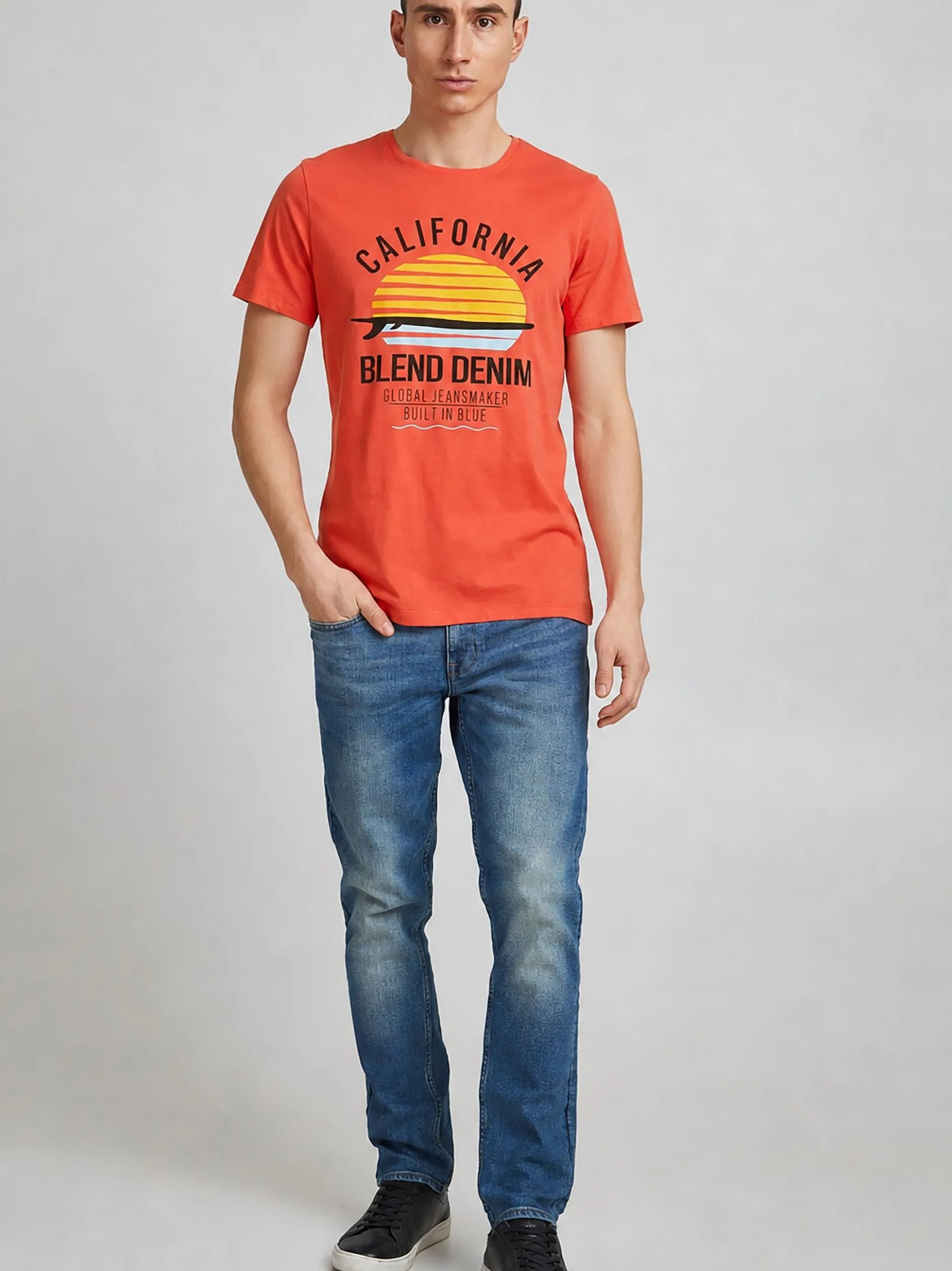 BLEND Herren Rundhalsshirt - BHCalifo in orange