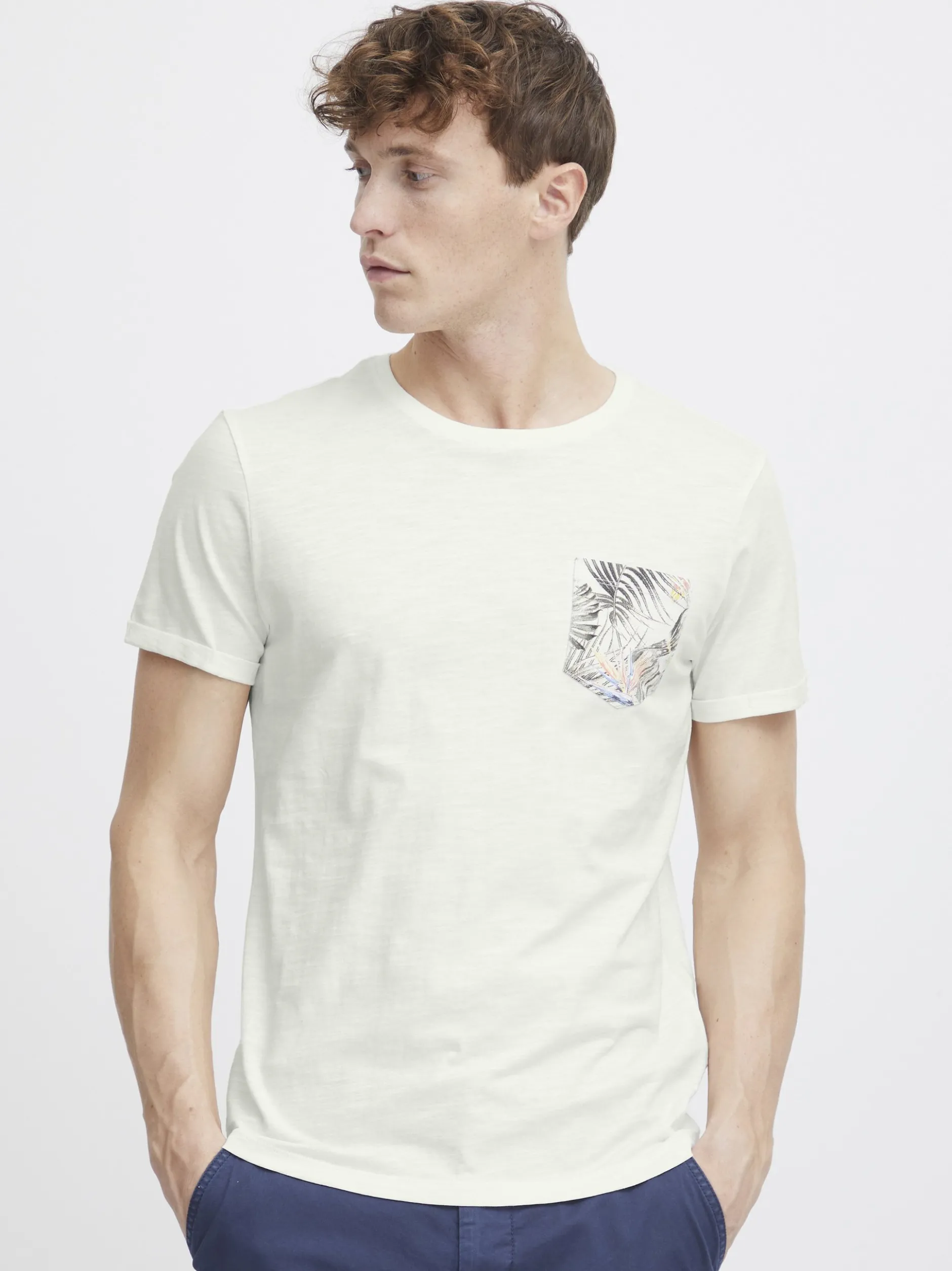 BLEND Herren Rundhalsshirt - BHFlorens in weiß