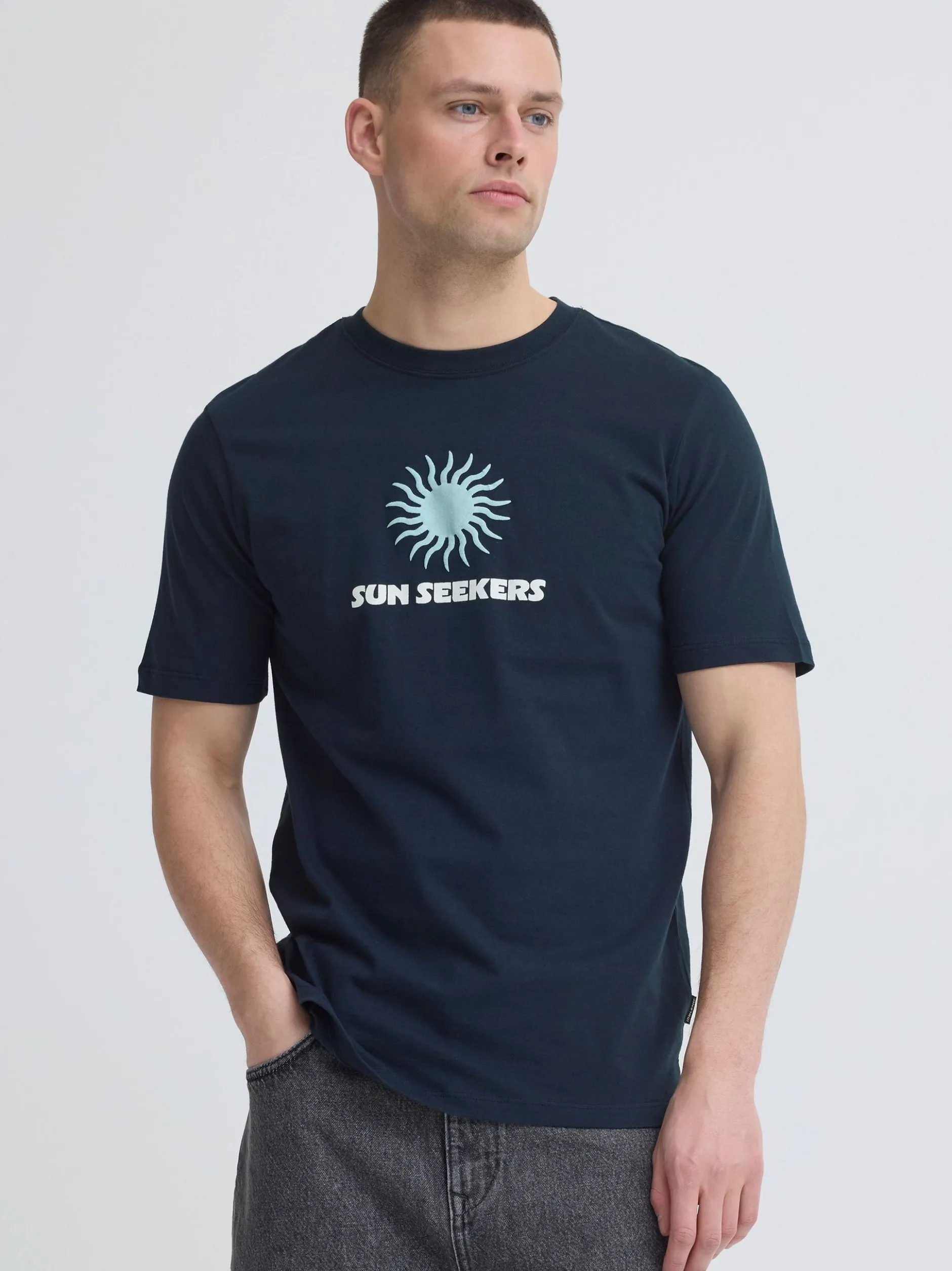 BLEND Herren Rundhalsshirt - BHKarter in blau