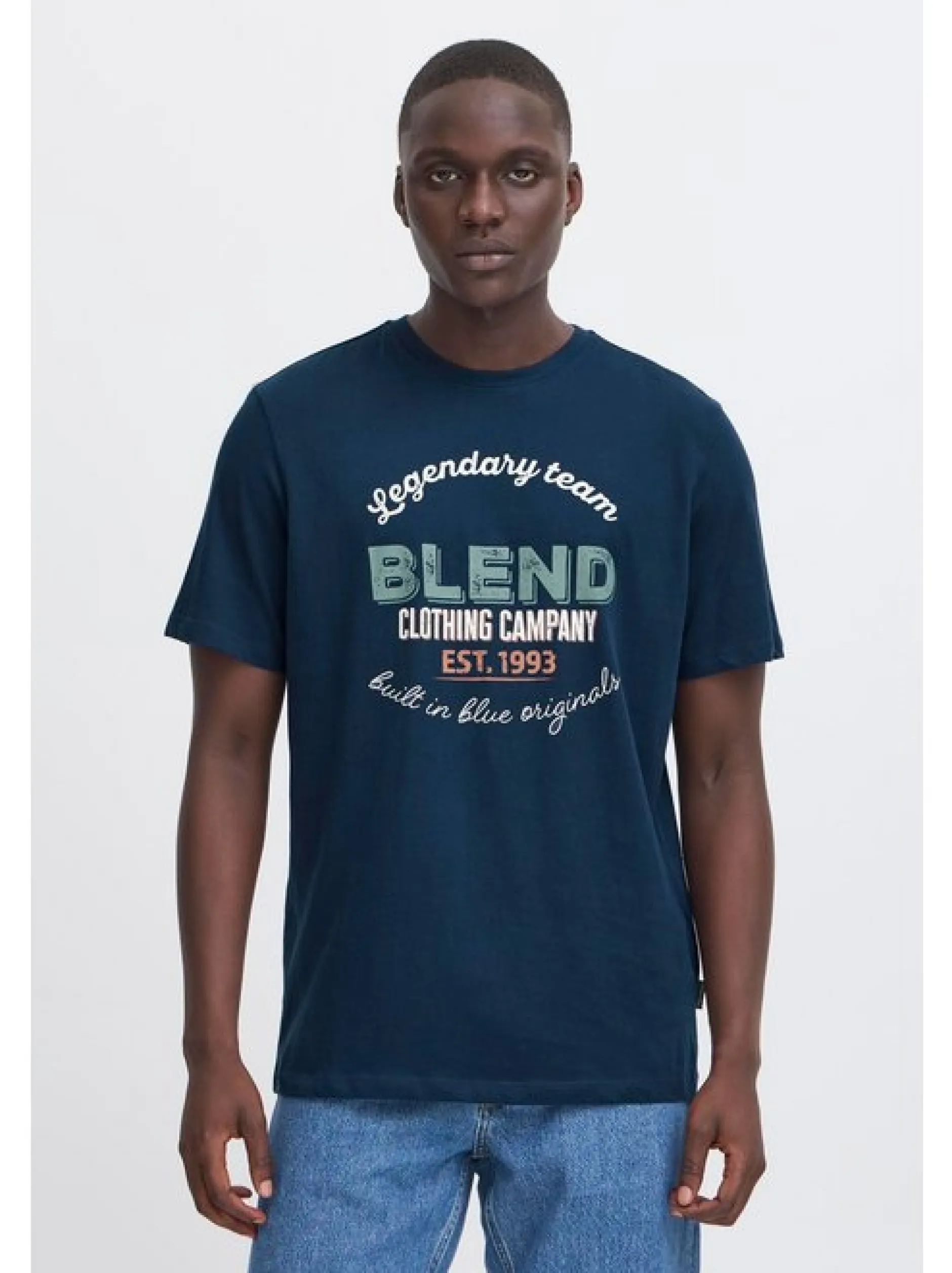 BLEND Herren Rundhalsshirt - BHBenop 2er-Pack in blau