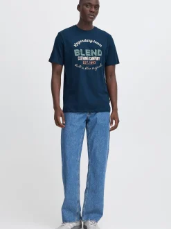 BLEND Herren Rundhalsshirt - BHBenop 2er-Pack in blau