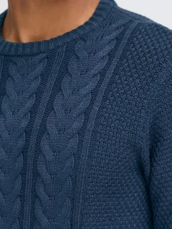 BLEND Herren Strickpullover - BHBasim in blau